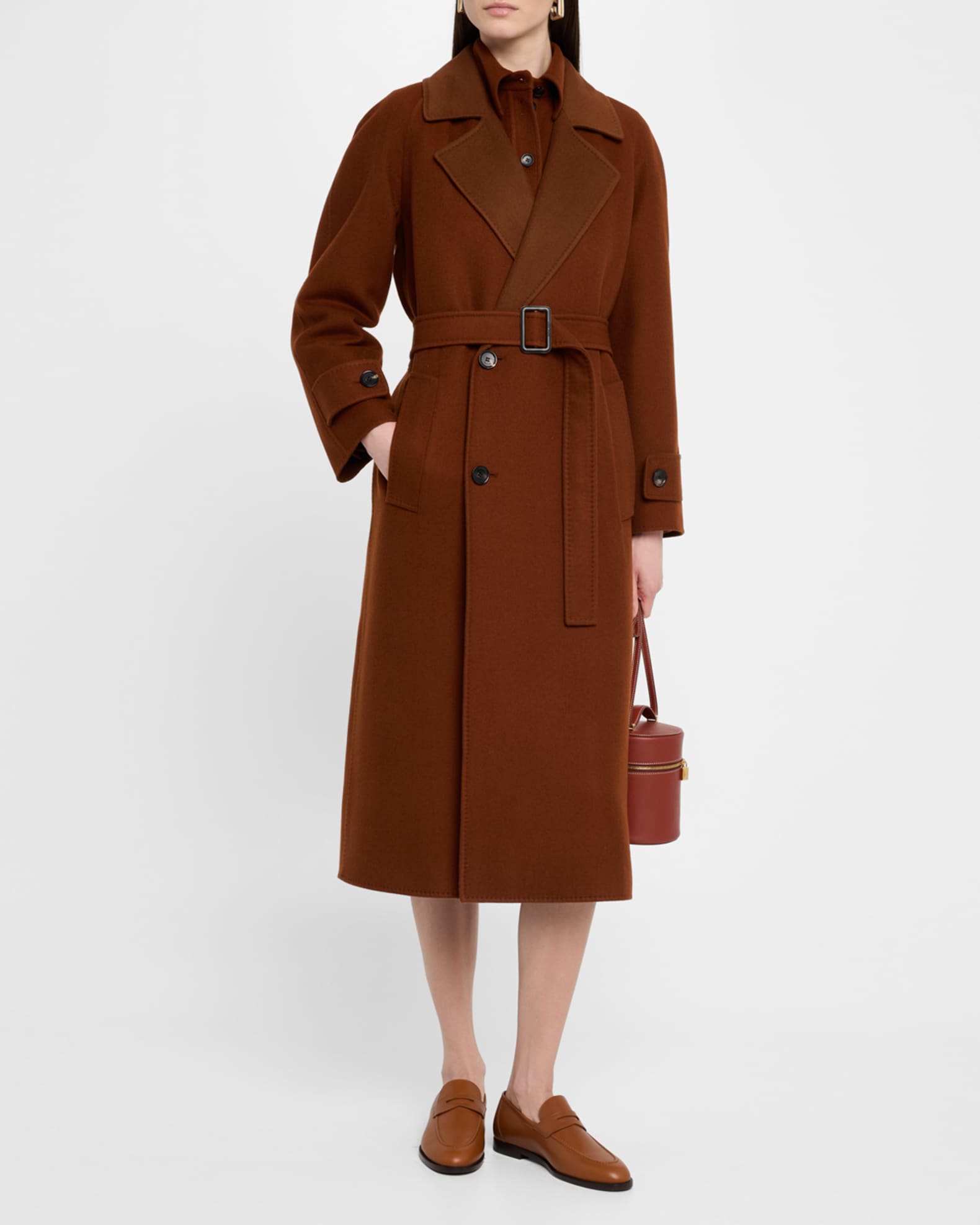 Loro Piana Foster Double-Breast Belted Cashmere Coat | Neiman Marcus