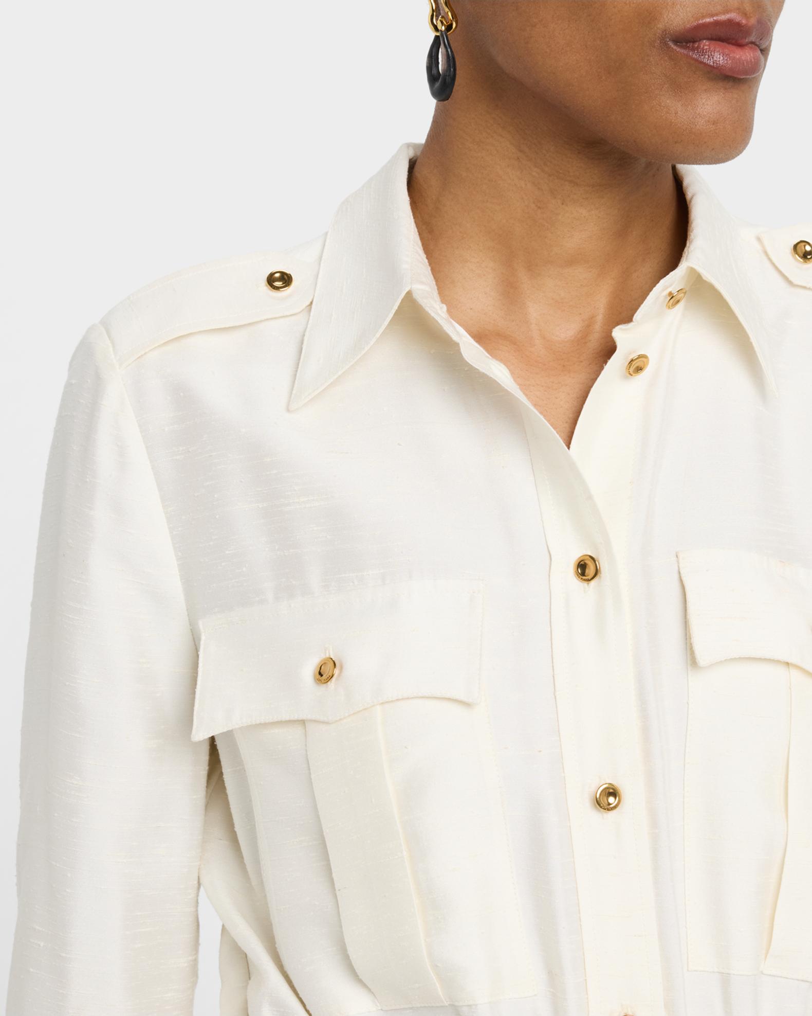 Loro Piana Lela Shantung Nep Midi Shirtdress With Belt | Neiman Marcus