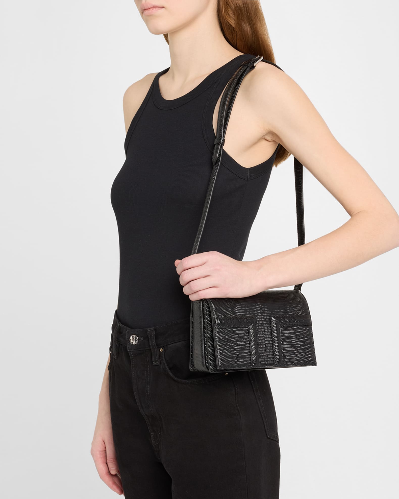 Toteme Mini Flap Lizard-Embossed Leather Shoulder Bag | Neiman Marcus