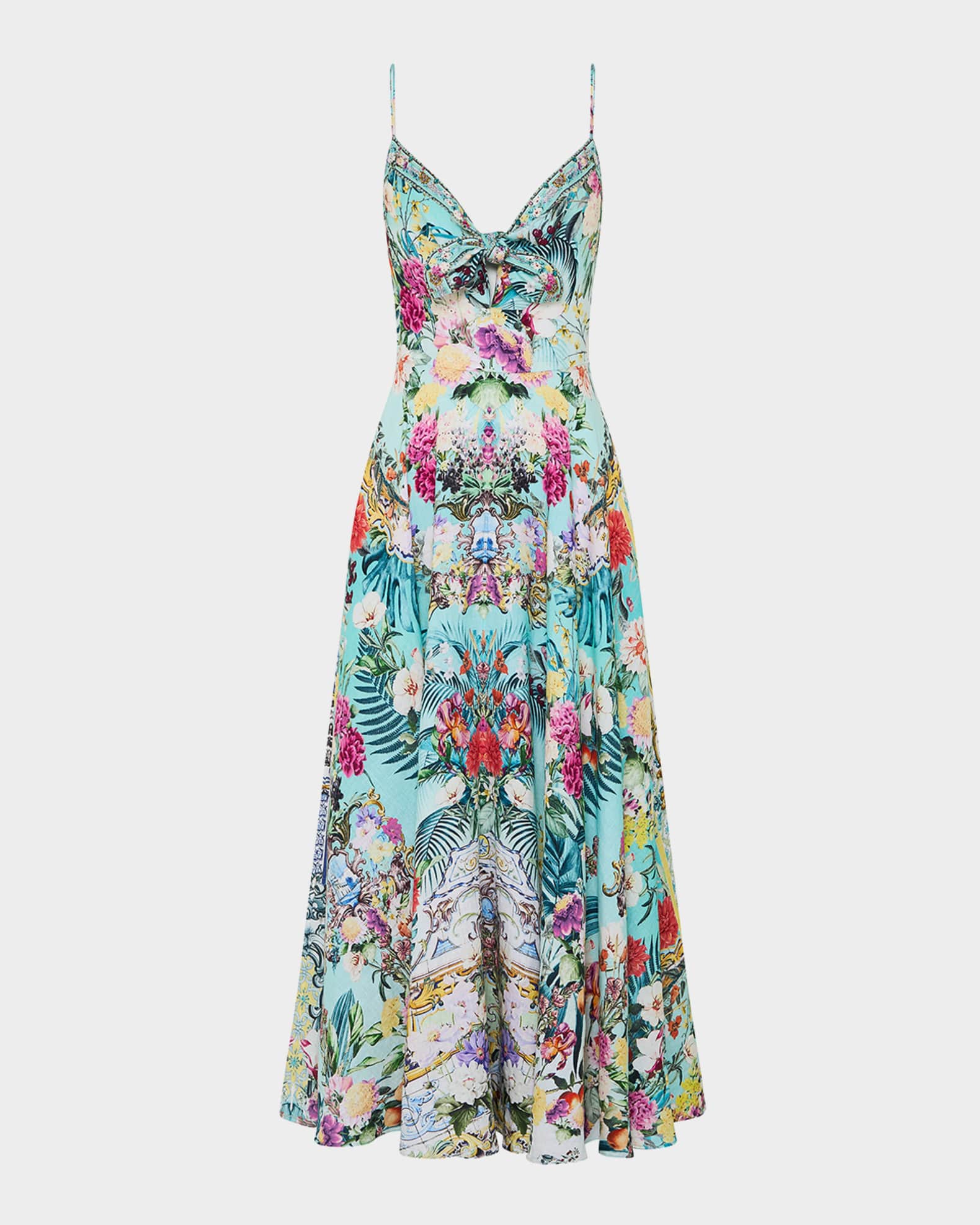 Gardens of Queluz Tie-Front Long Dress 0