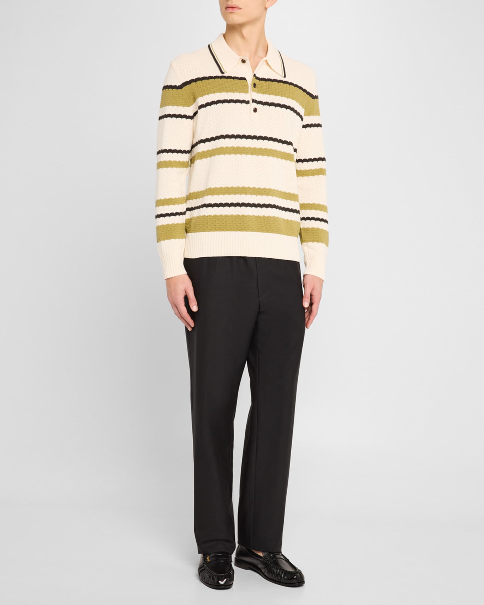 Men's Alfie Striped Knit Polo Shirt 1