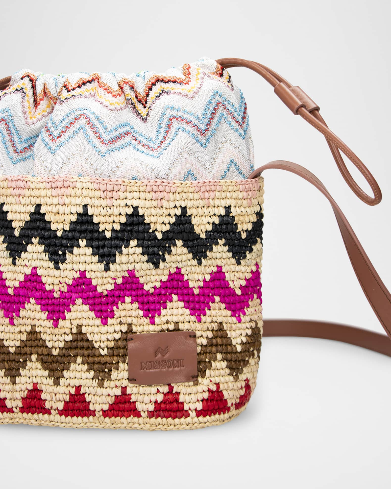 商品画像：Missoni Small Zig Zag Drawstring Bucket Bag | Neiman Marcus 5