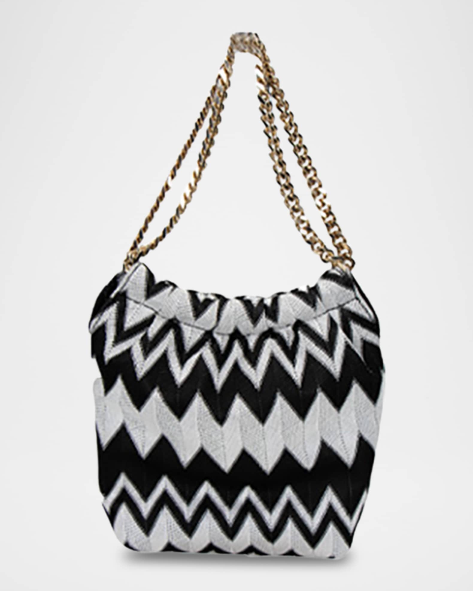 Chevron Drawstring Chain Shoulder Bag 0