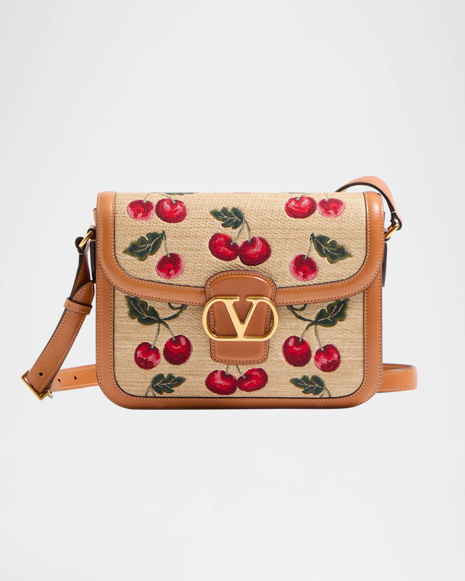 Valentino Garavani 9 to 5 Cherries Jacquard Saddle Crossbody Valentino Garavani 9 to 5 Cherries Jacquard Saddle Crossbody