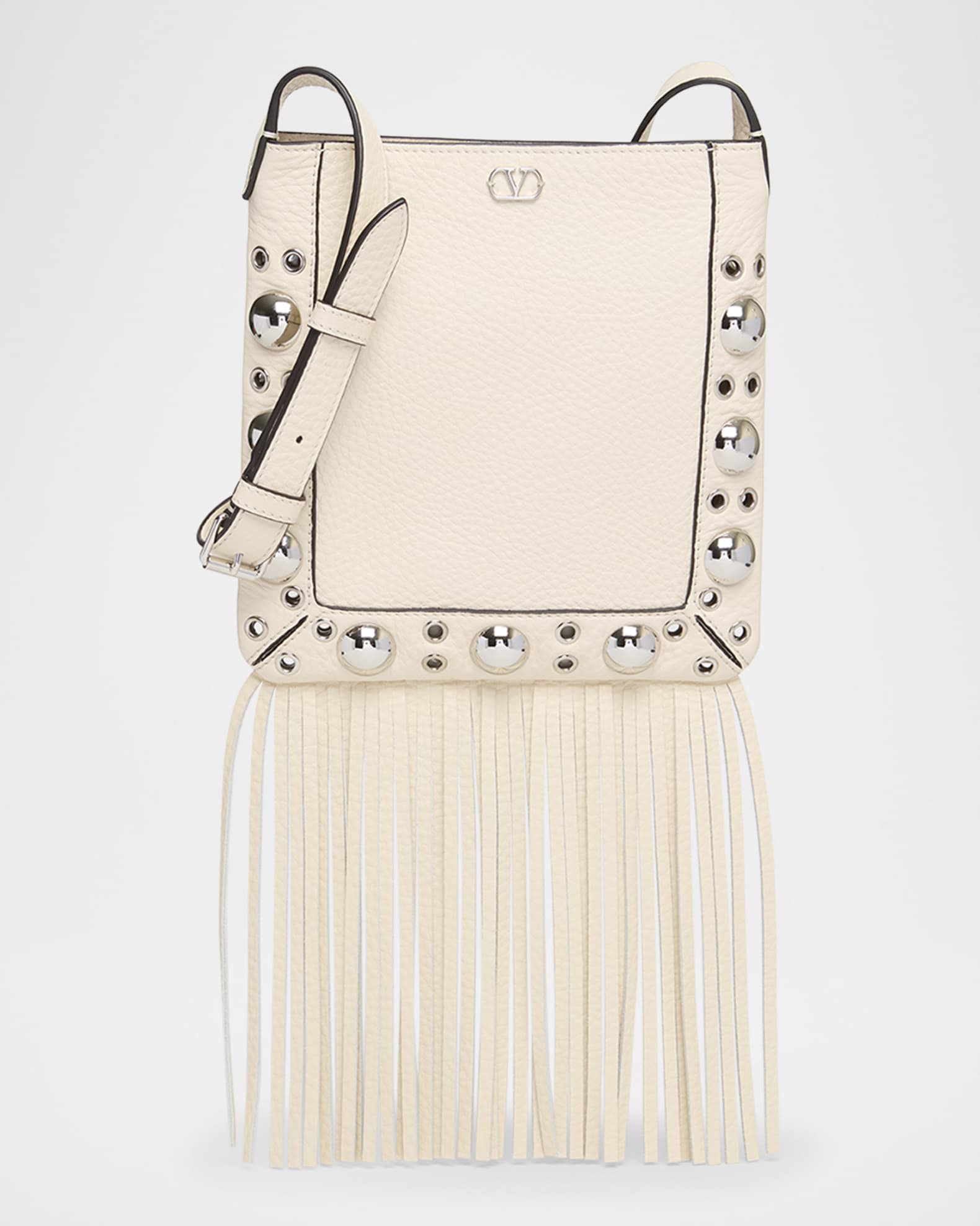 Nellcote Small Fringe Studded Leather Crossbody Bag 0