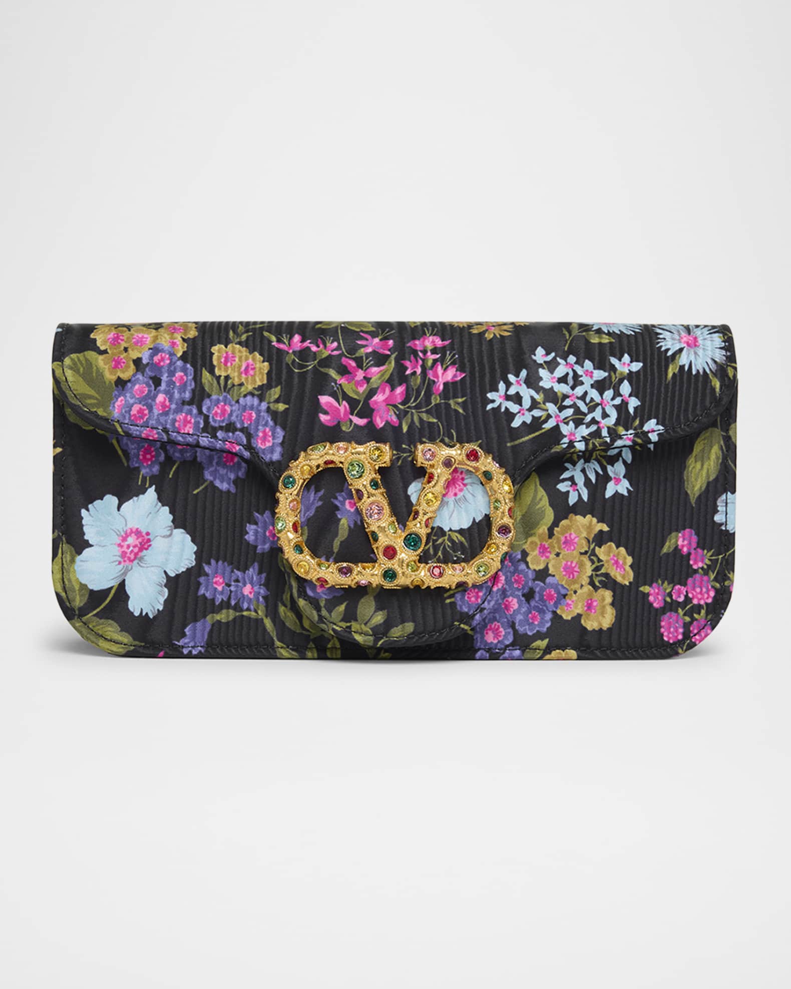 Loco VLOGO Moire Floral Satin Clutch Bag 0