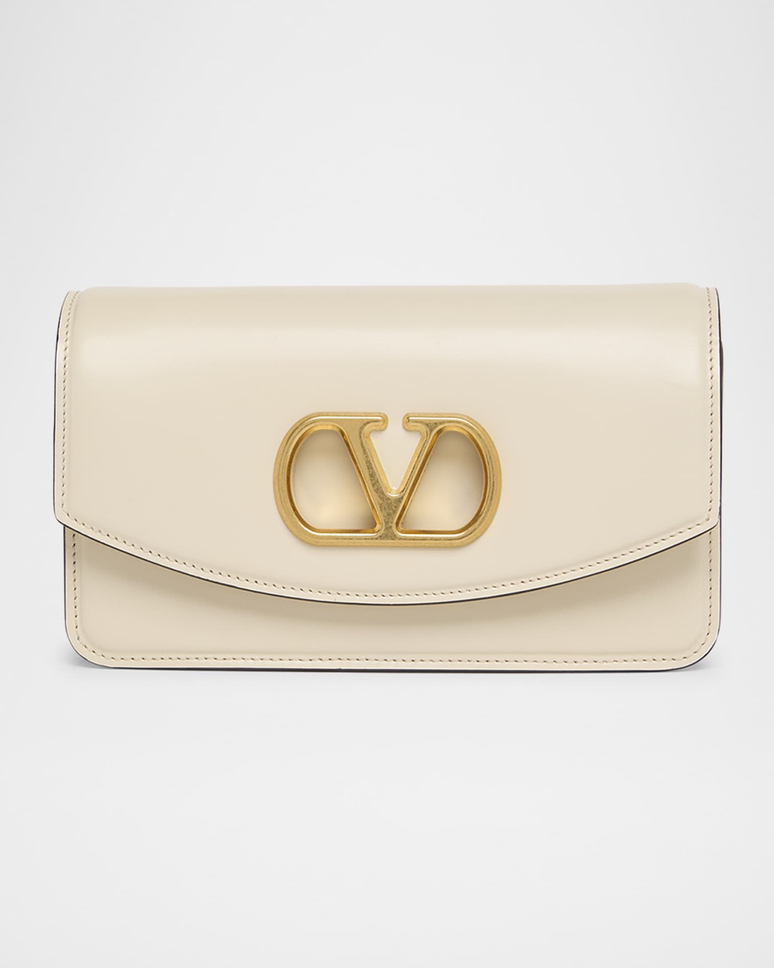 Vain Small VLOGO Leather Clutch Bag | Neiman Marcus