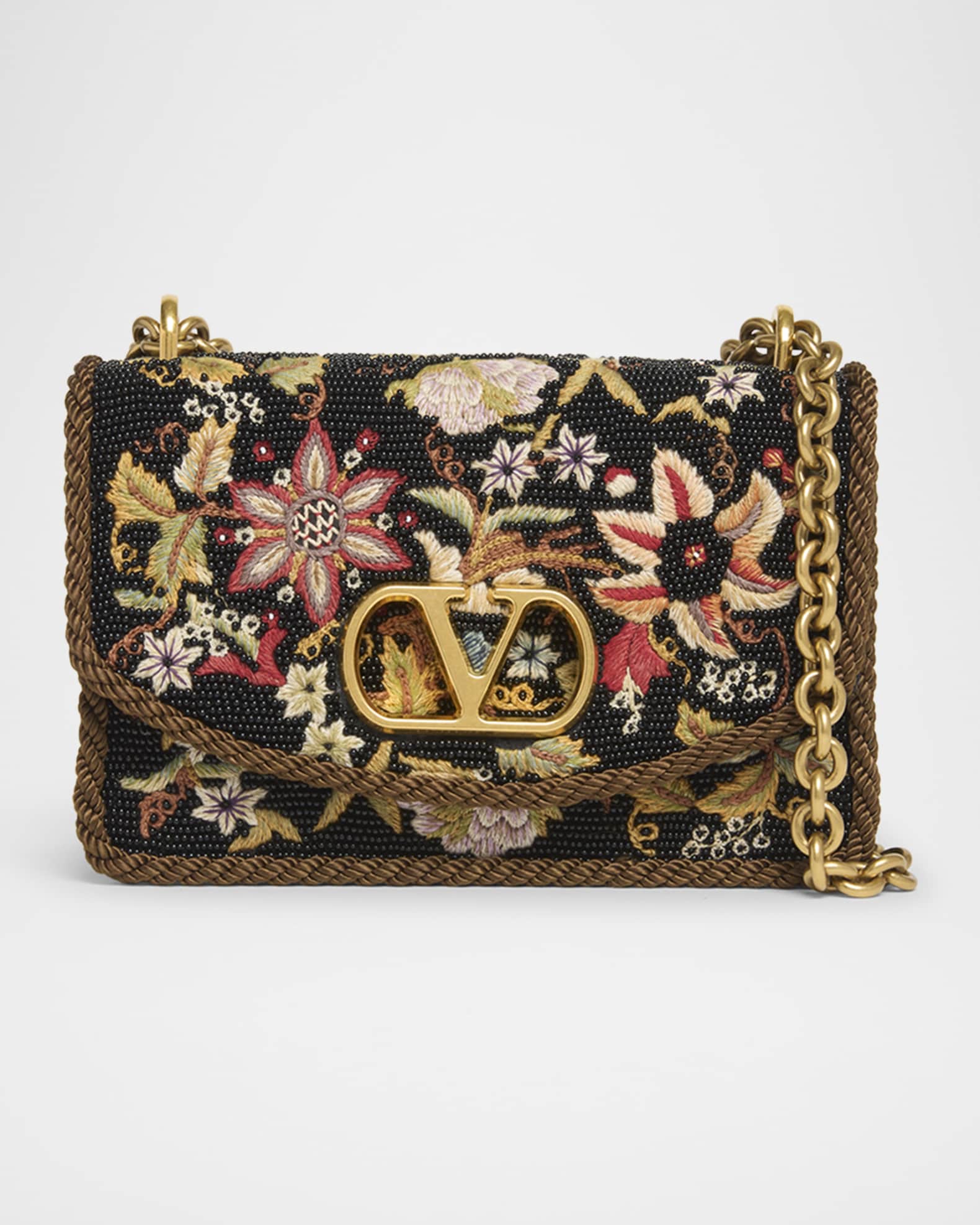 Vain Small VLOGO Floral Beaded Shoulder Bag 0