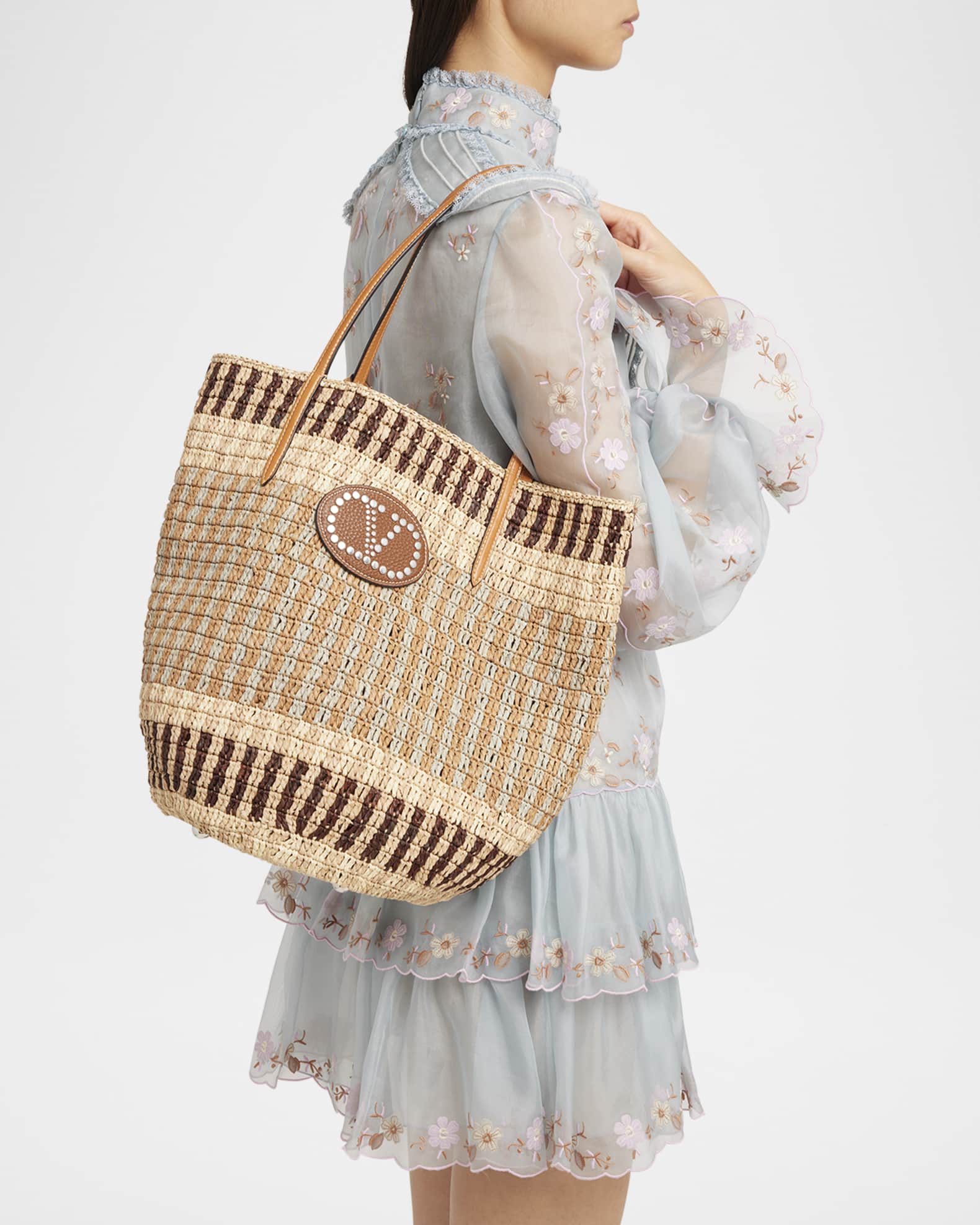 VLOGO Signature Crochet Straw Tote Bag 1