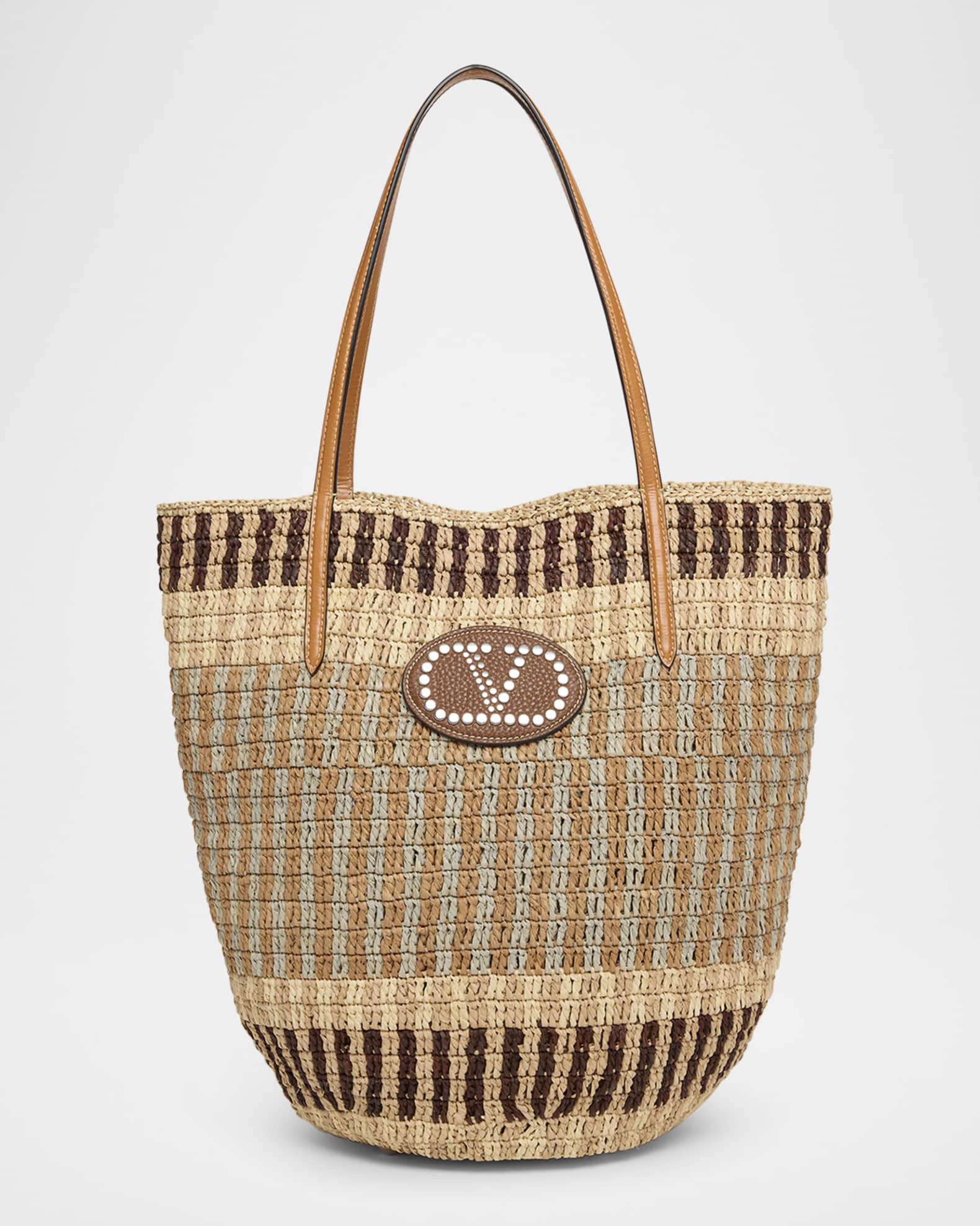 VLOGO Signature Crochet Straw Tote Bag 0