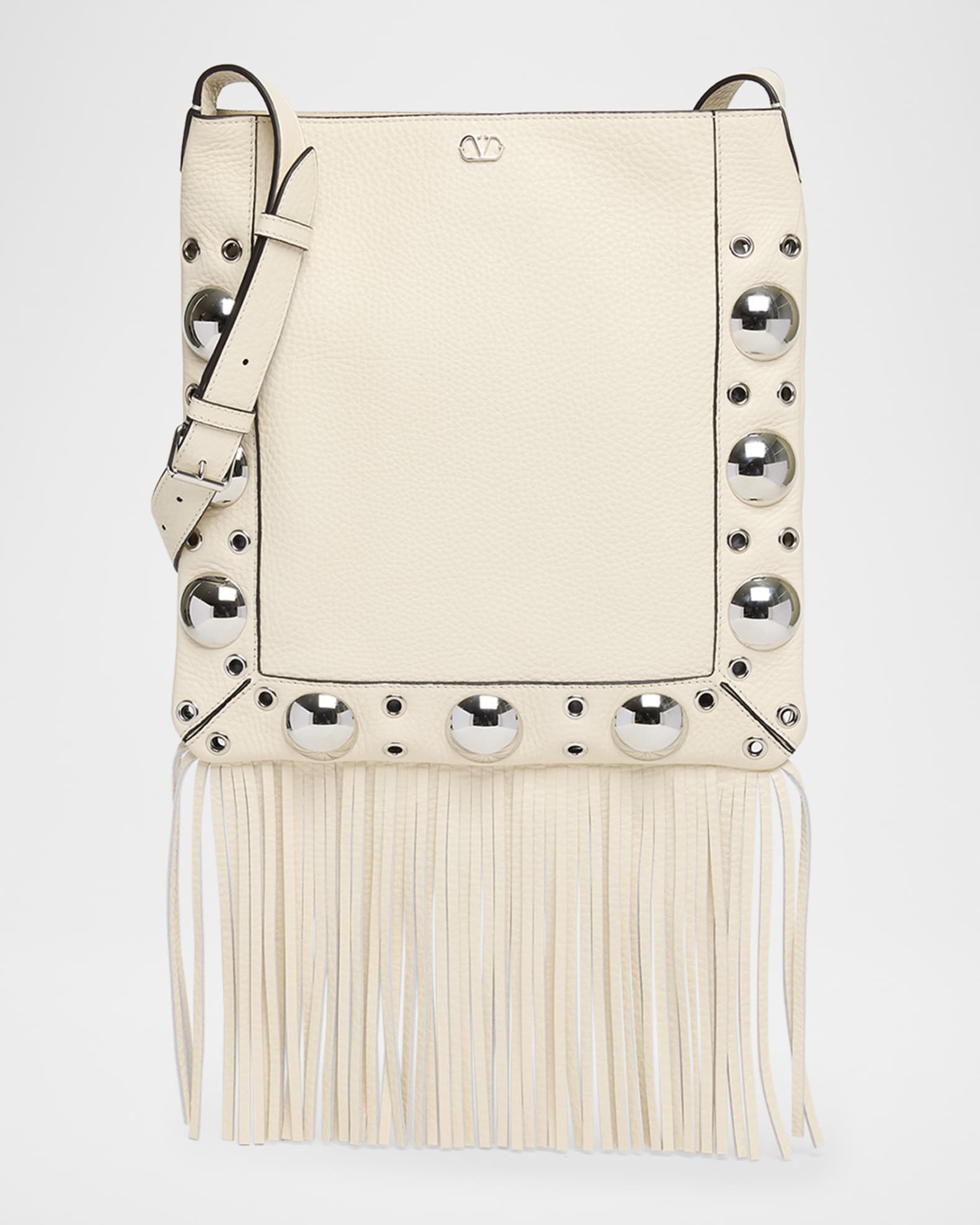Nellcote Fringe Studded Leather Crossbody Bag 0