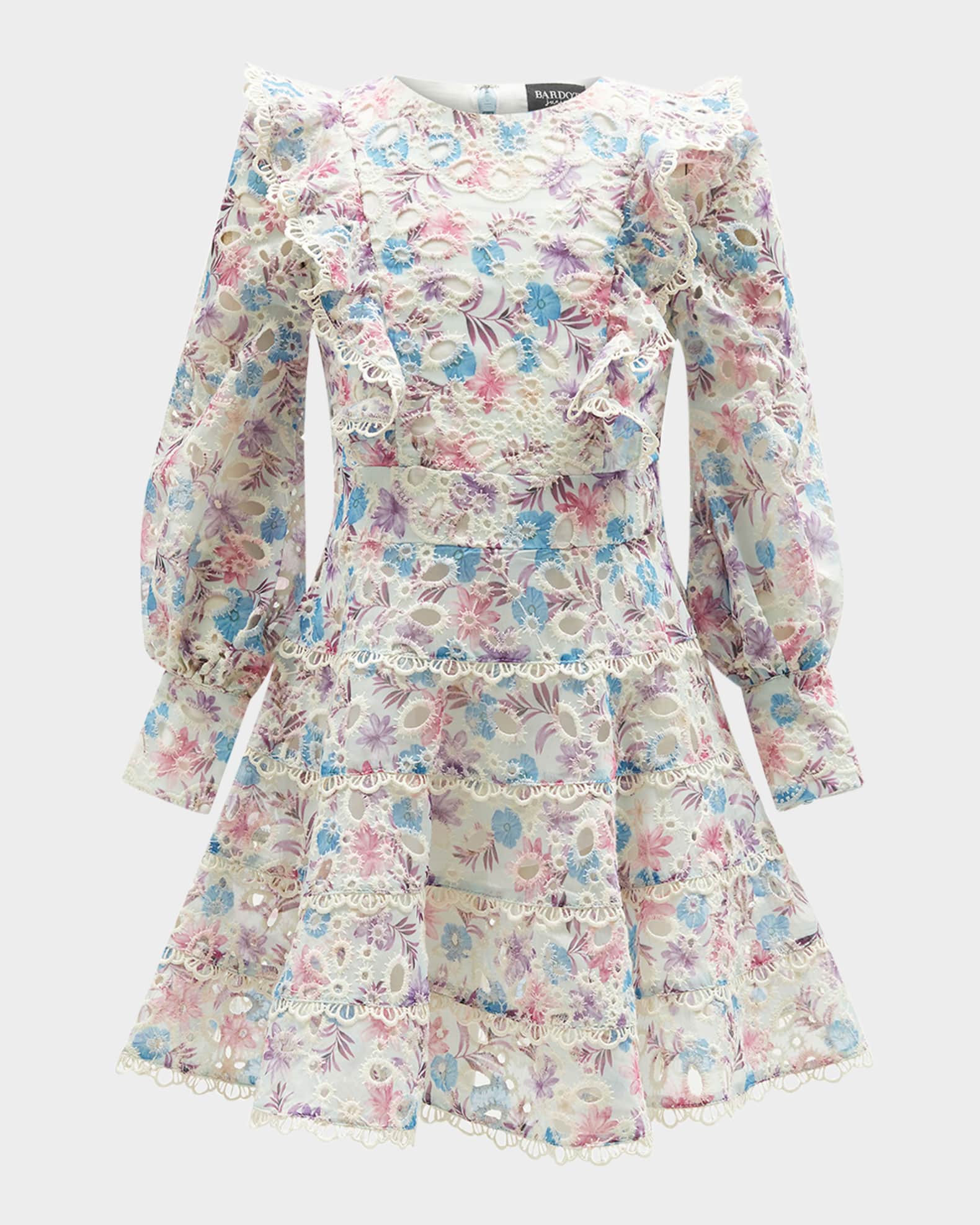 Girl's Miley Tiered Eyelet Ruffle Mini Dress, Size 7-14 0