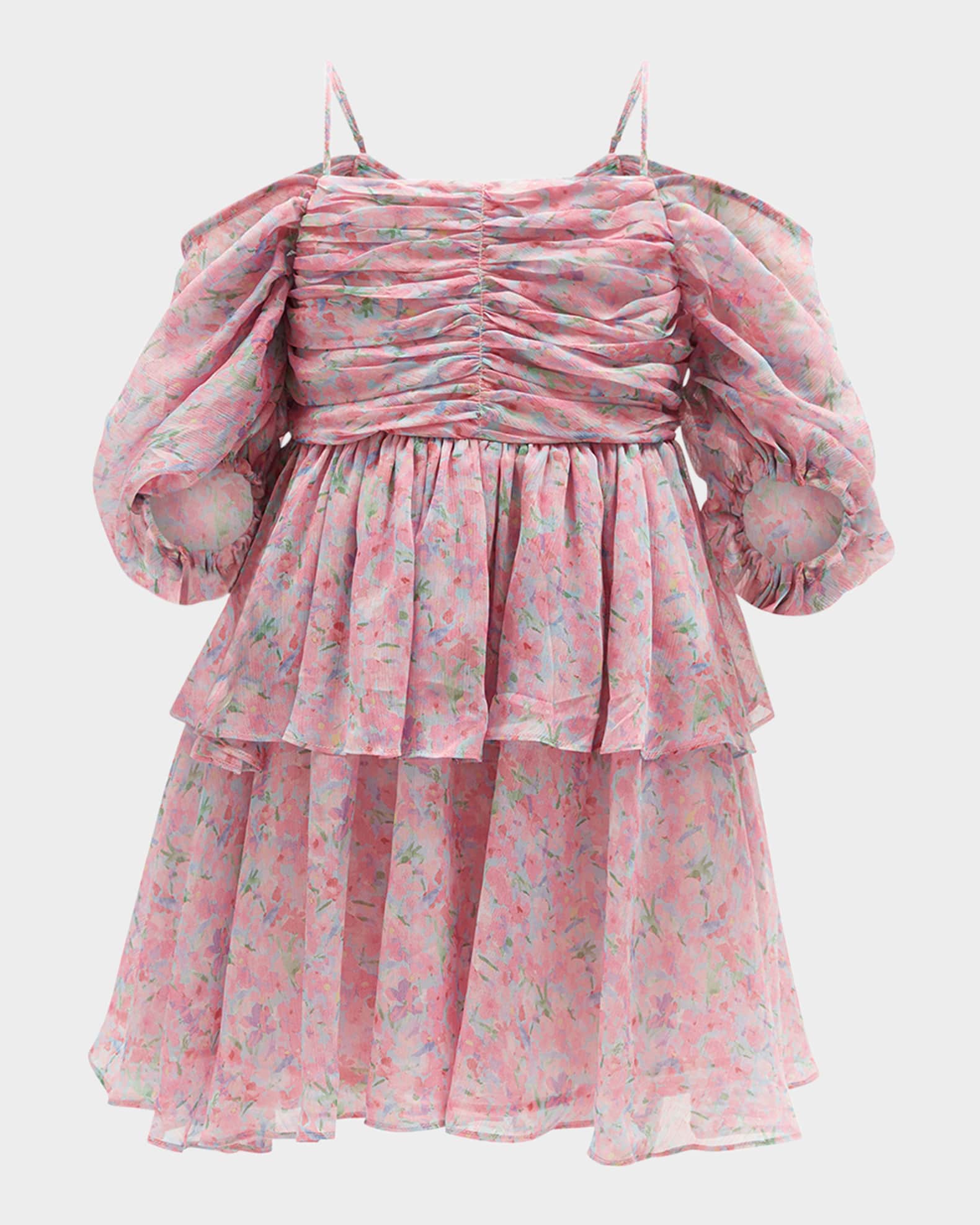 Girl's Anya Tiered Floral-Print Mini Dress, Size 7-14 0