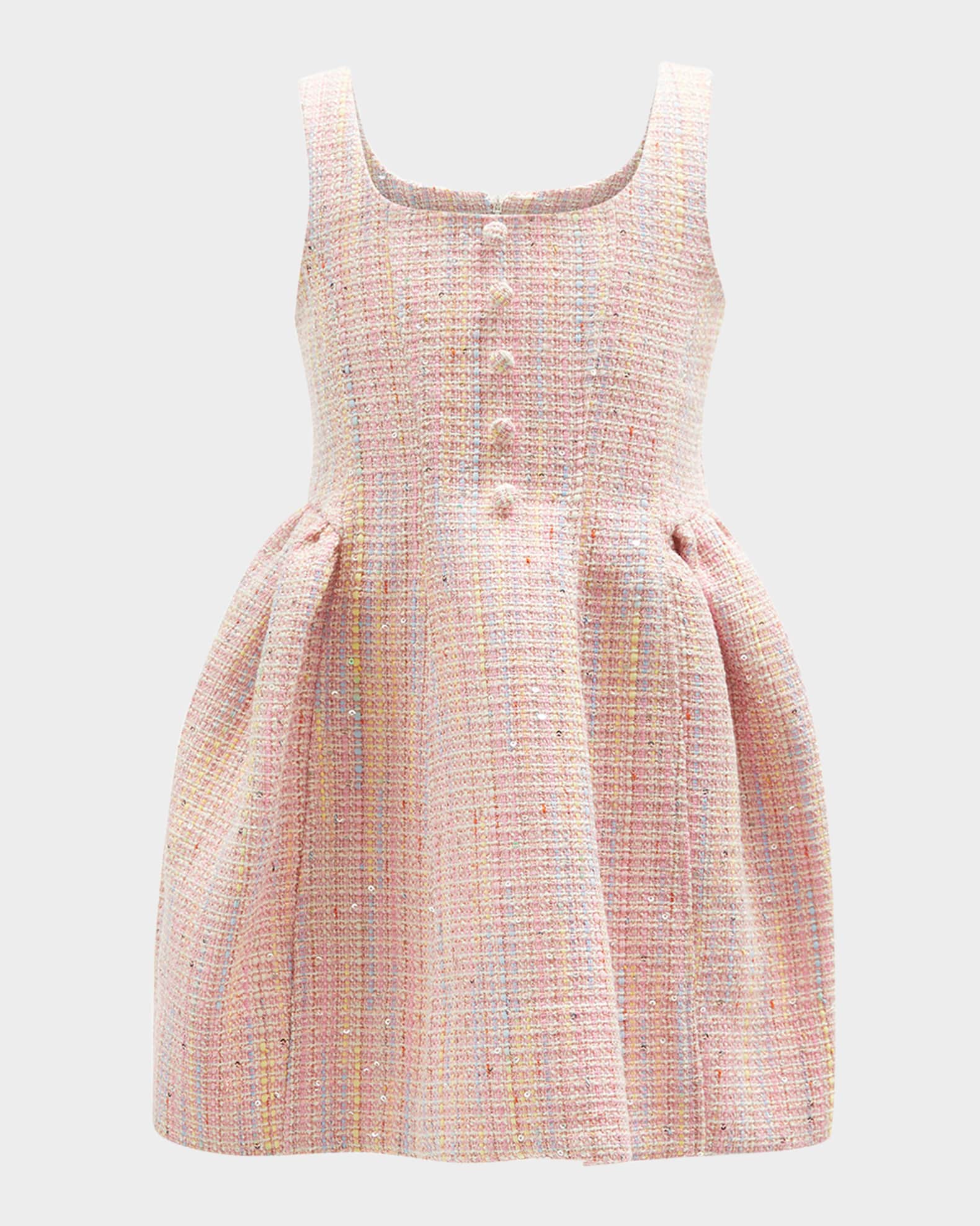 Girl's Jade Tweed Pleated Dress, Size 7-14 0