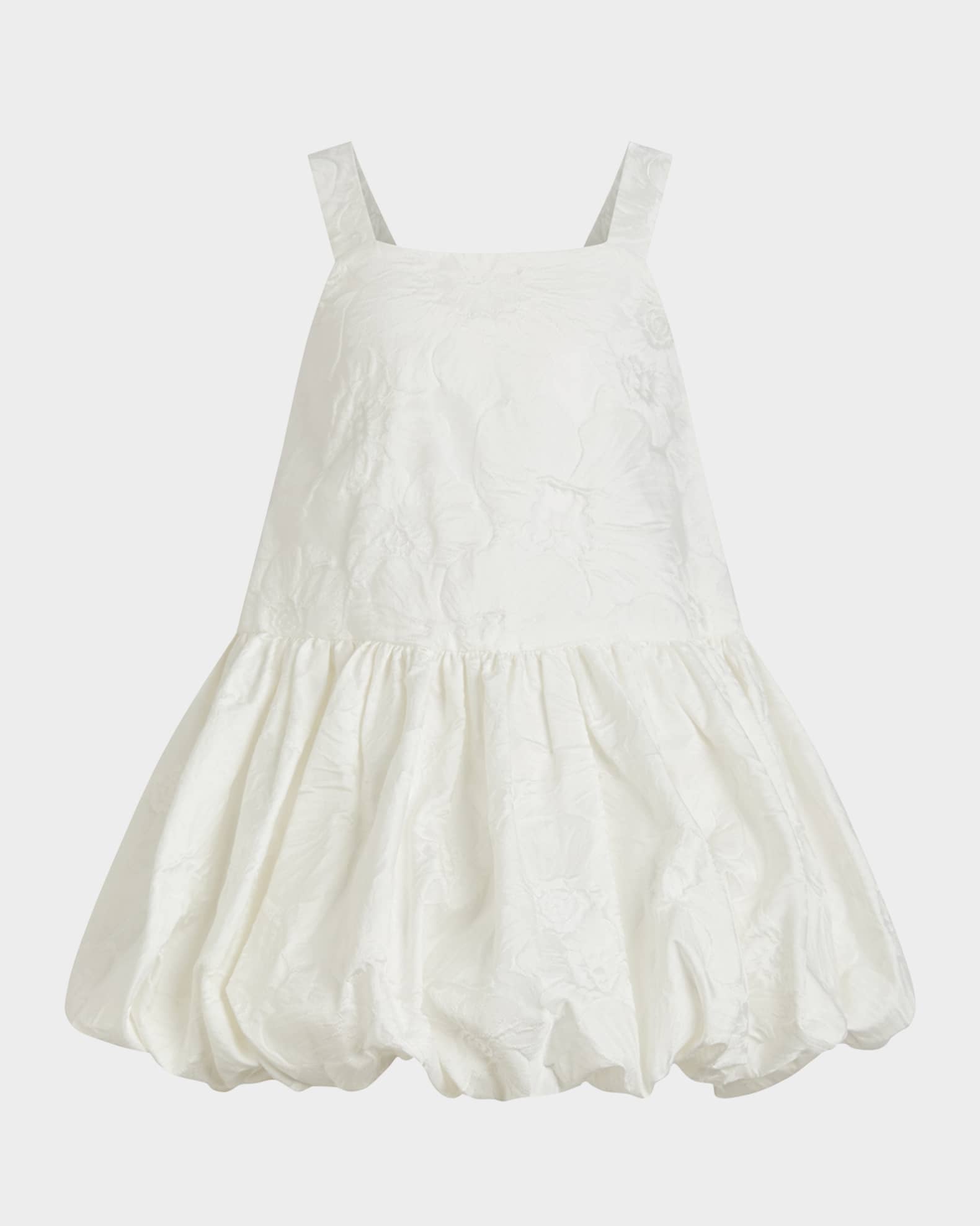 Girl's Elianna Puff Trim Floral Textured Dress, Size 4-10 0