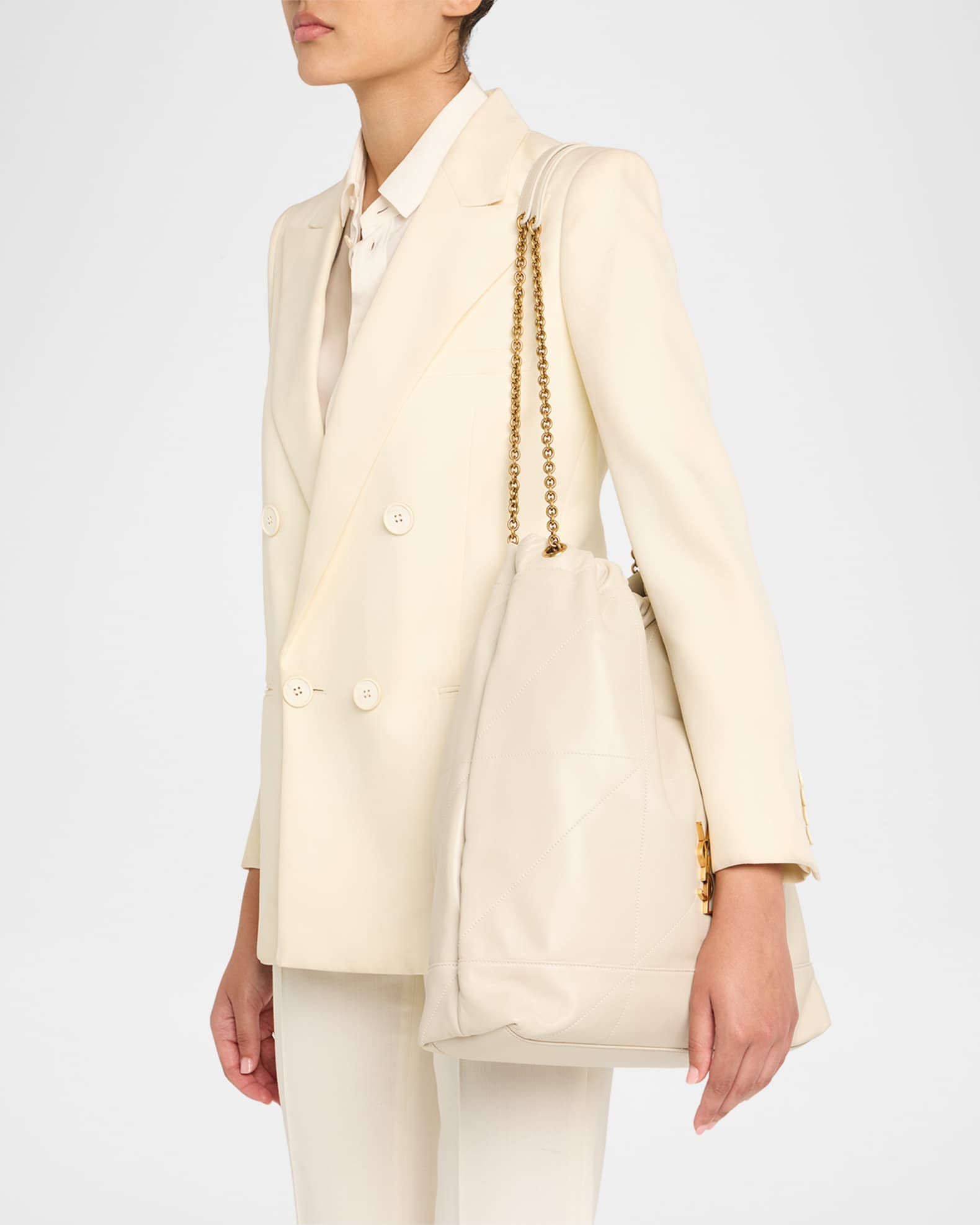 Jamie Large Pochon YSL Shoulder Bag in Quilted Lambskin Leather 1