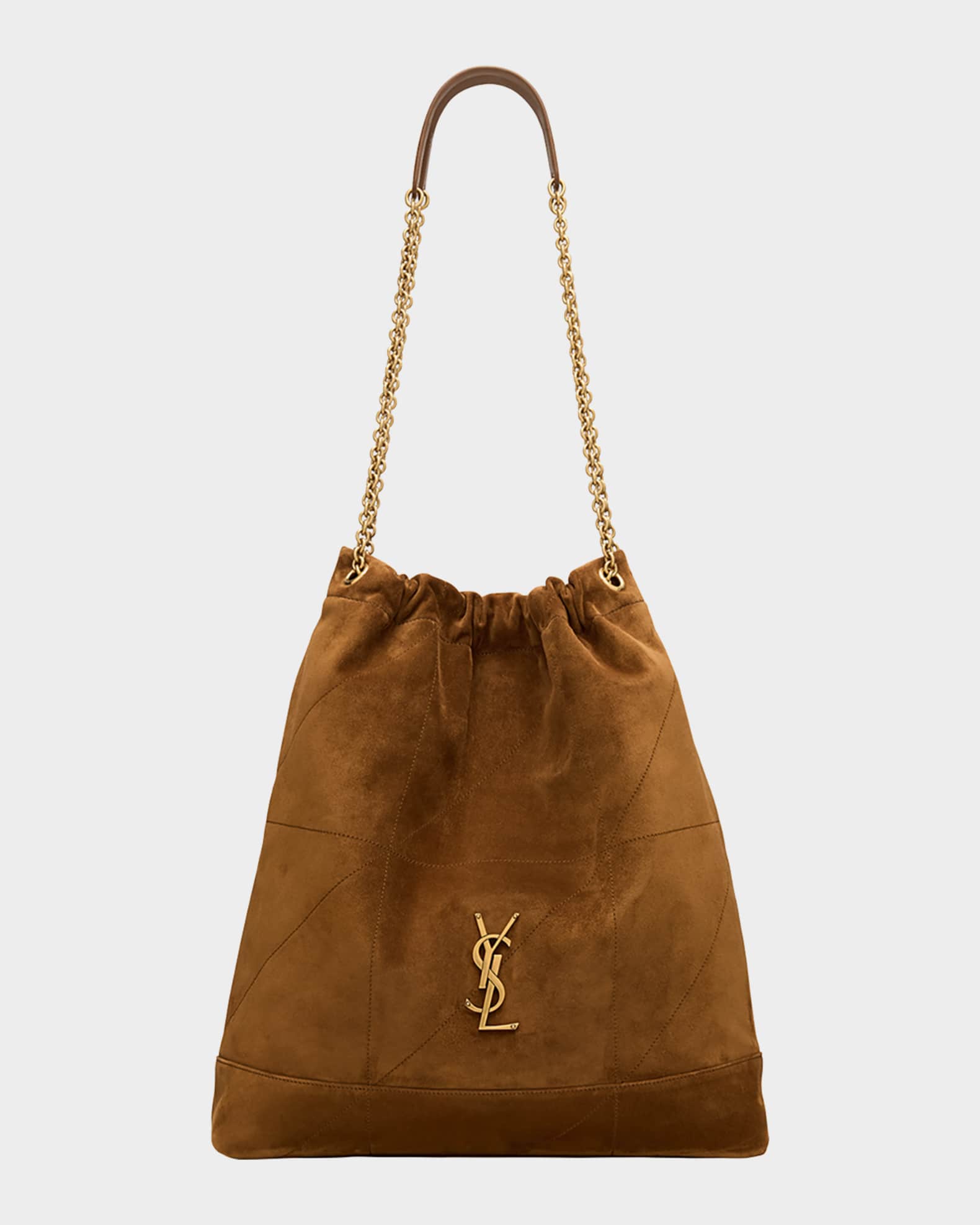 Jamie Large Pochon YSL Shoulder Bag in Quilted Suede 0