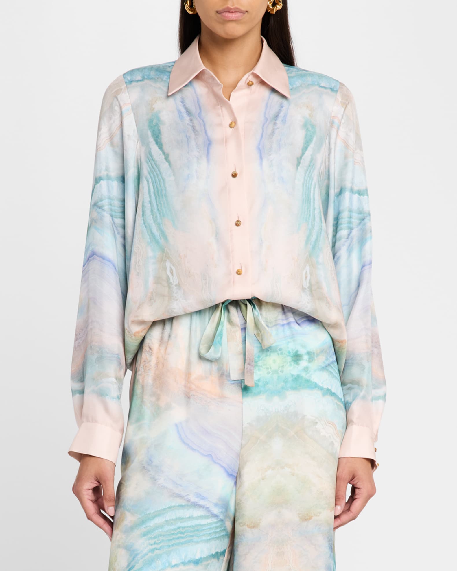 Tシャツ・カットソー ZIMMERMANN LIGHT BLUE TOP Zimmermann Illuminate Relaxed Shirt | Neiman Marcus