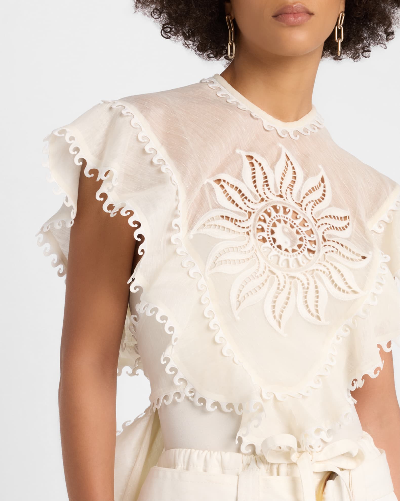 Zimmermann Balance Embroidered Waterfall Top | Neiman Marcus