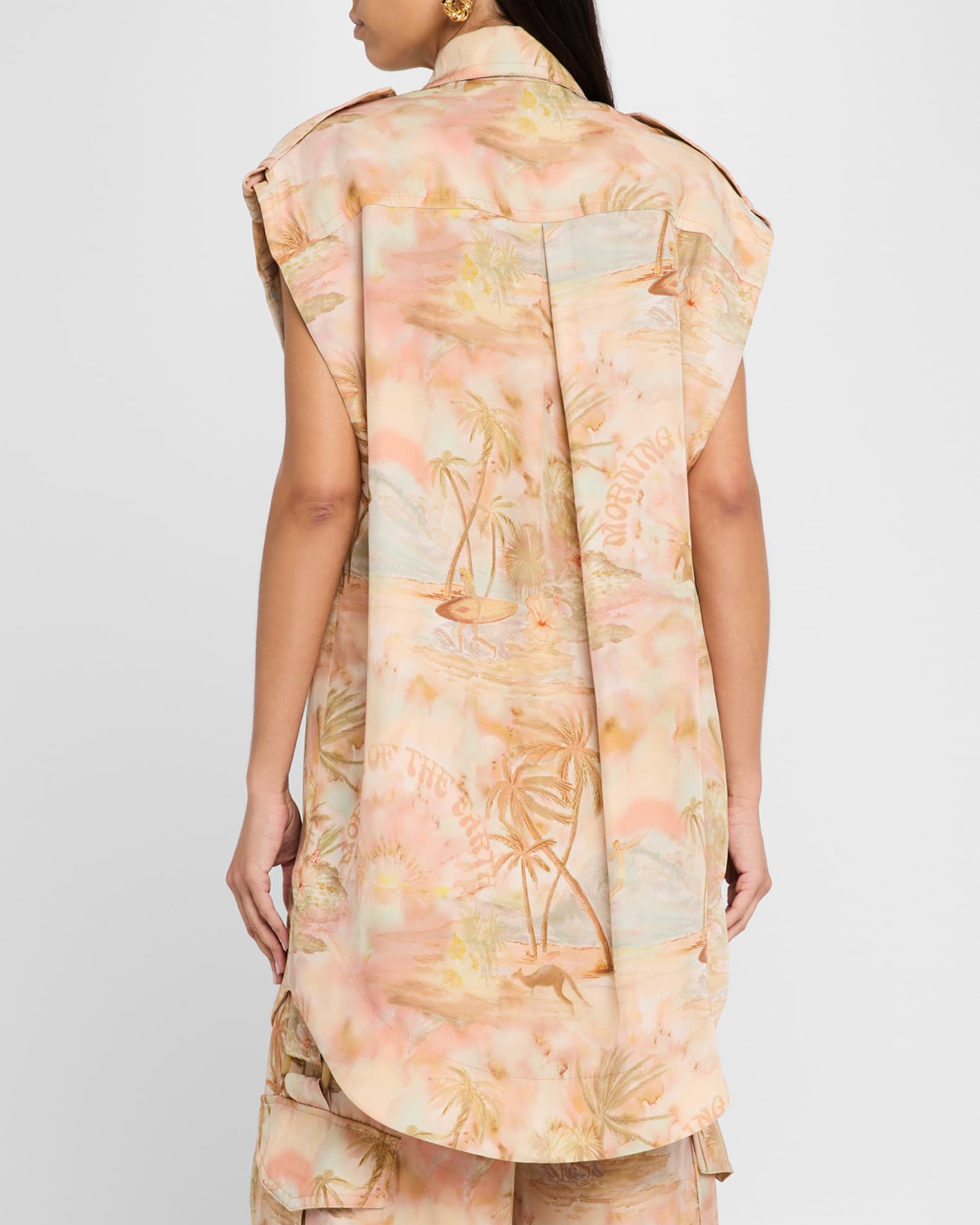 Tシャツ・カットソー ZIMMERMANN Women Tunic Tops 4287TSS252 IVOIvory Beige Zimmermann Illuminate Sleeveless Tunic Top | Neiman Marcus