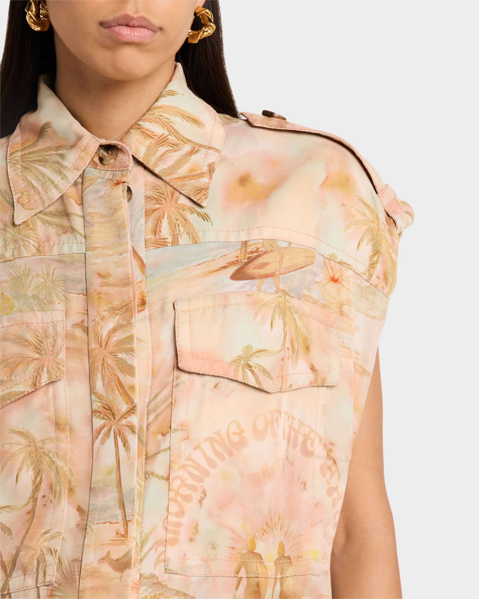 Tシャツ・カットソー ZIMMERMANN Women Tunic Tops 4287TSS252 IVOIvory Beige Designer Tops | Women's Linen Shirts, Blouses & Lace Tops