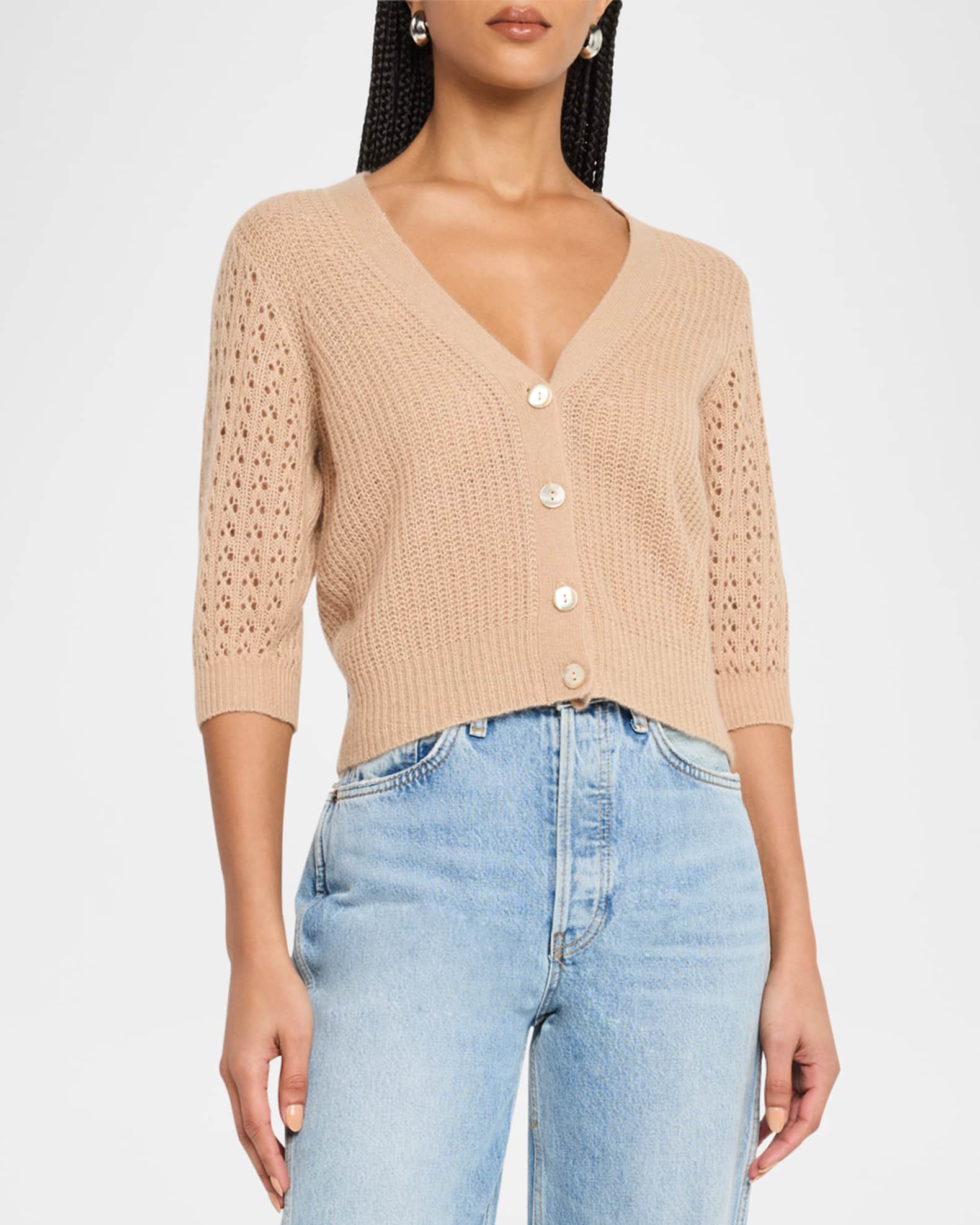 Autumn Cashmere Cashmere-Silk Mixed Stitch Cardigan | Neiman