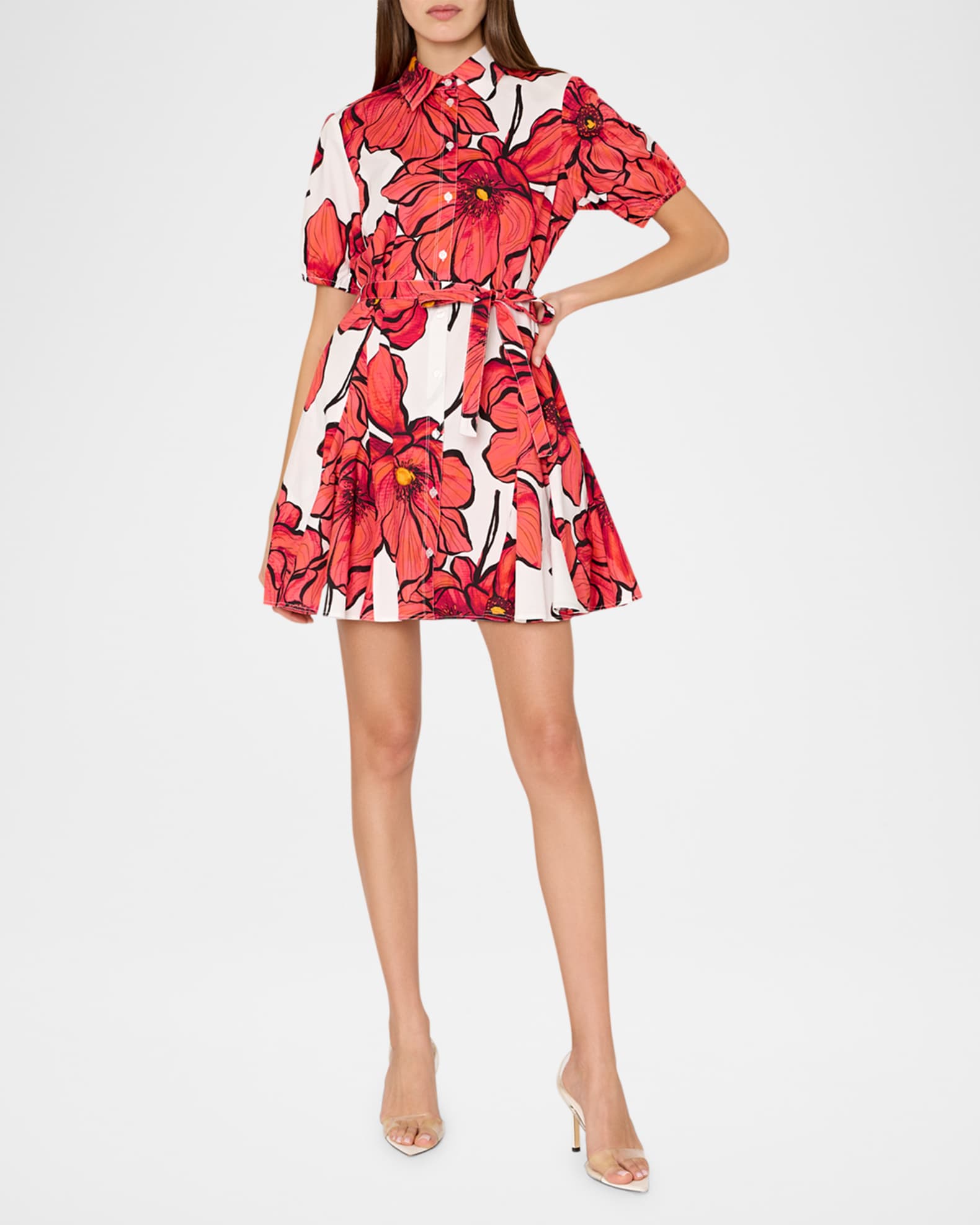 Juni Floral-Print Godet Poplin Mini Dress 1