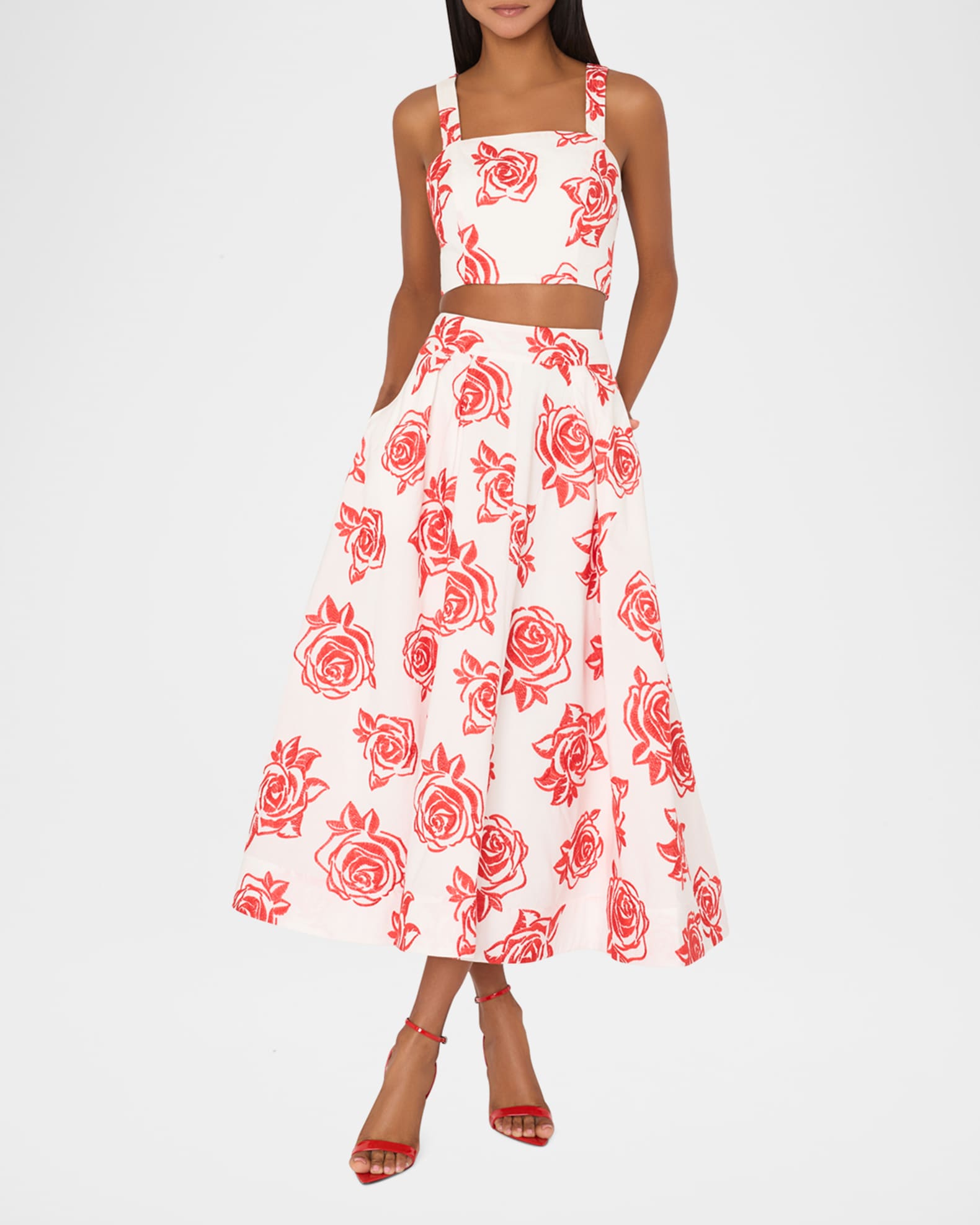 Rose Embroidered Square-Neck Crop Top 1