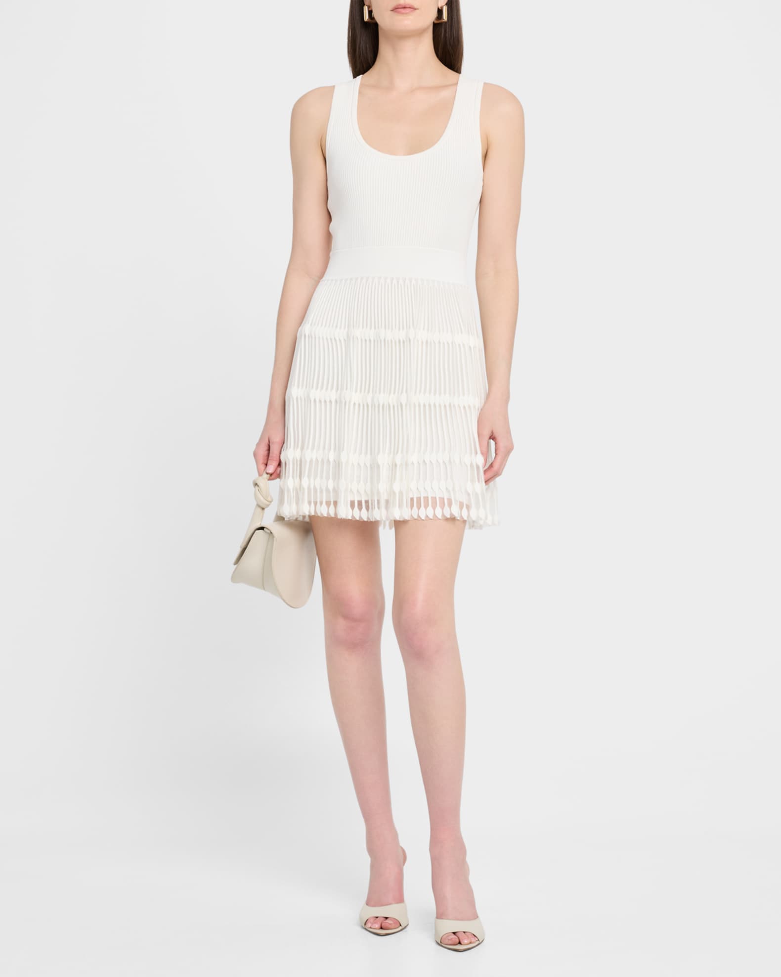 Milly Ribbed Sheer-Knit Mini Dress | Neiman Marcus