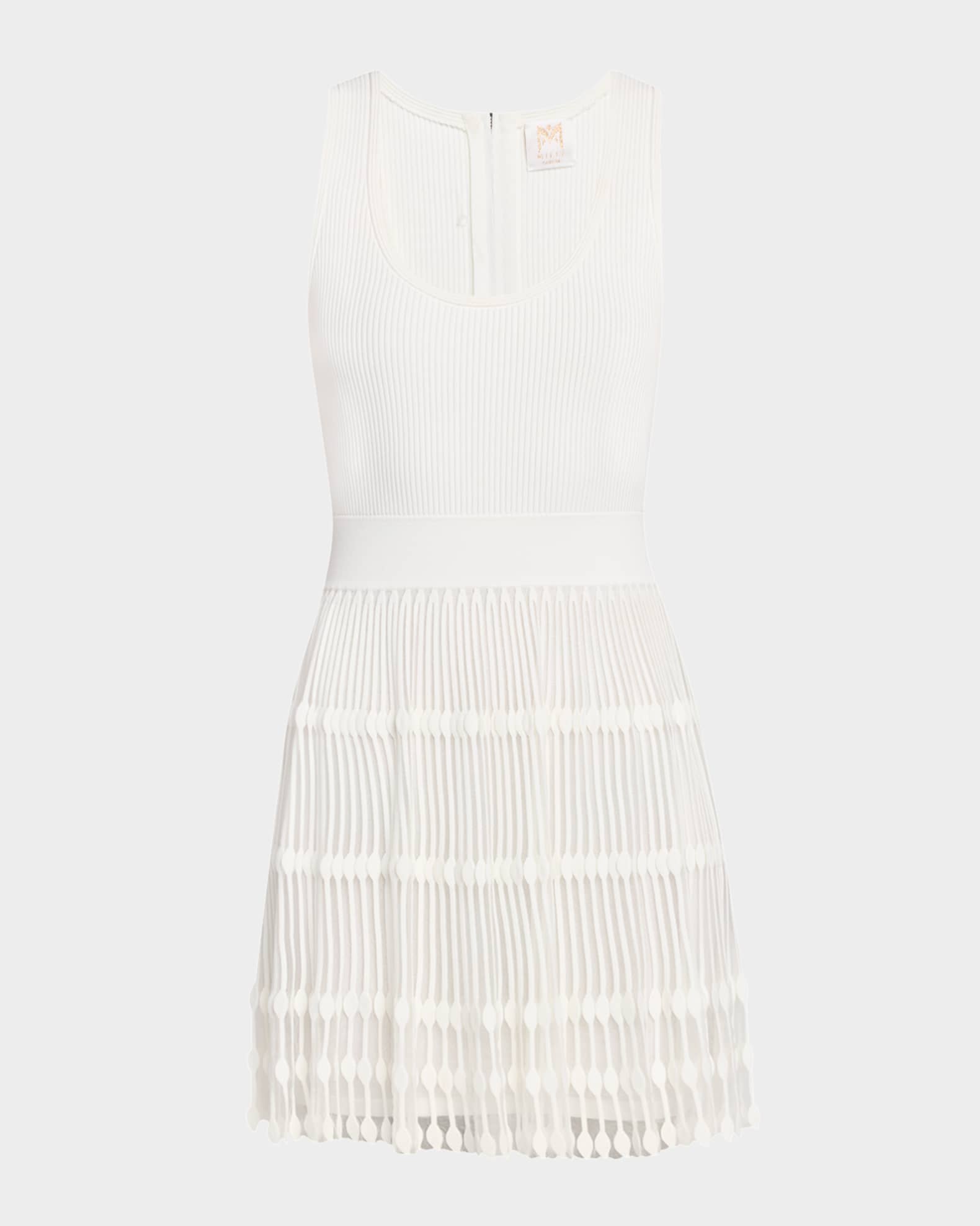 Ribbed Sheer-Knit Mini Dress 0