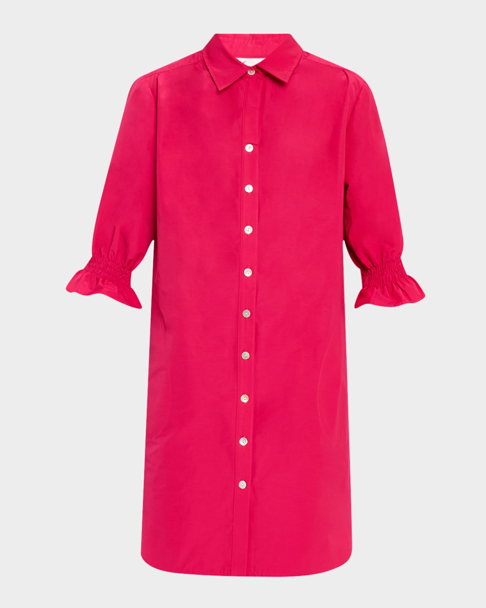 Miller Elbow-Sleeve Techy Taffeta Shirtdress 0