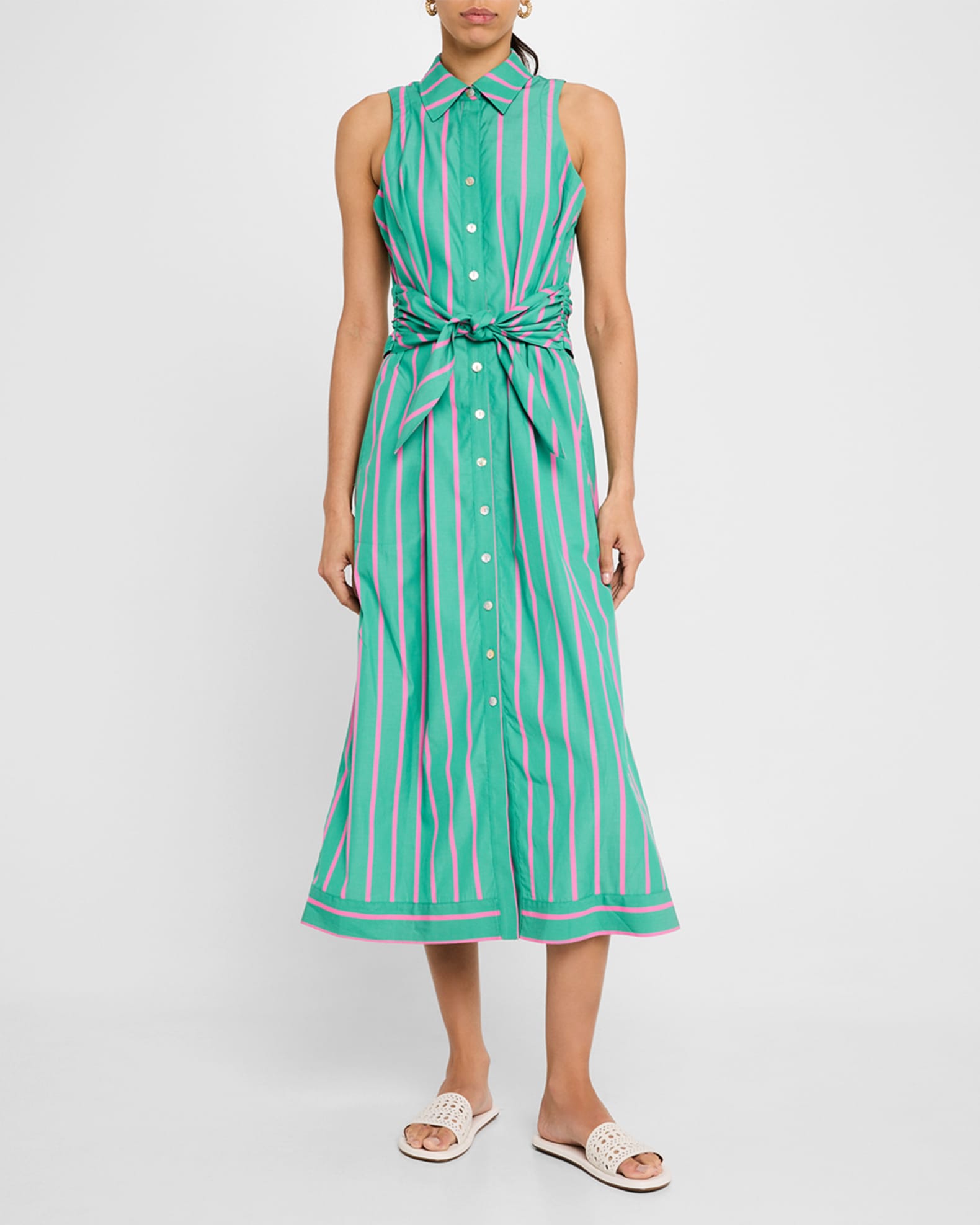 Ellis Sleeveless Striped Maxi Shirtdress 1