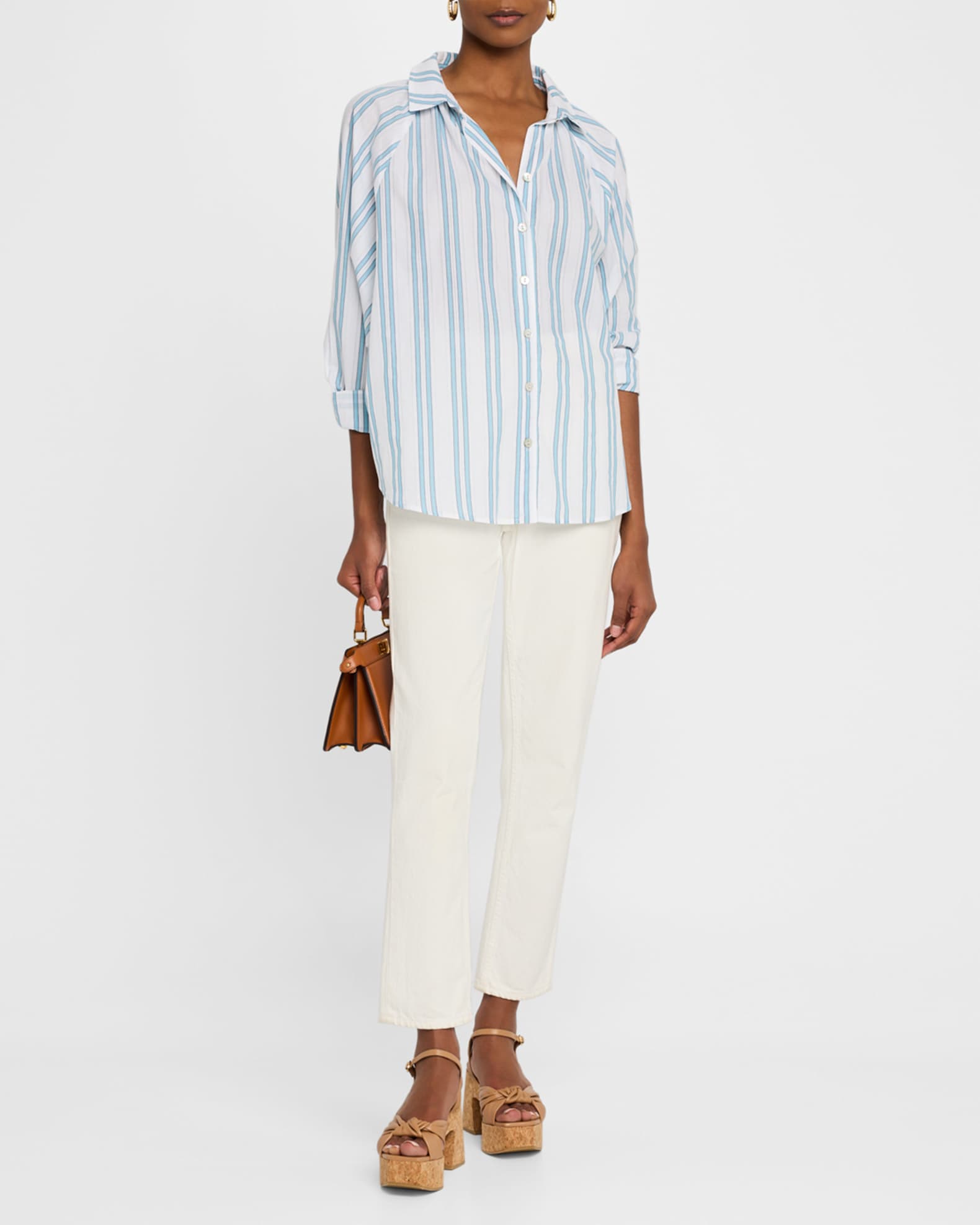 Dylan Striped Raglan-Sleeve Cotton Shirt - Thumbnail 2
