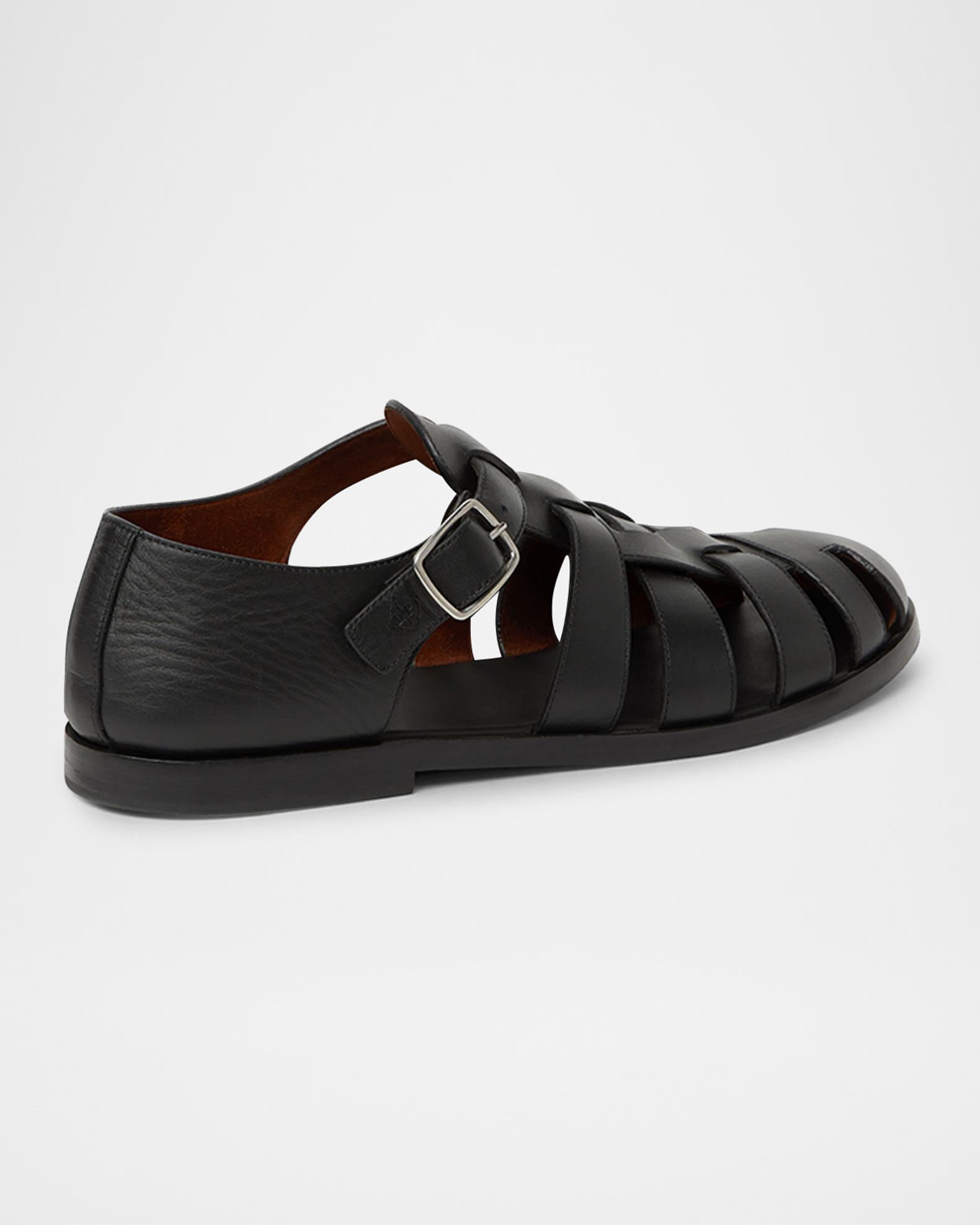 Loro Piana Men\'s Buckle-Strap Leather Slides Loro Piana Men main image 3
