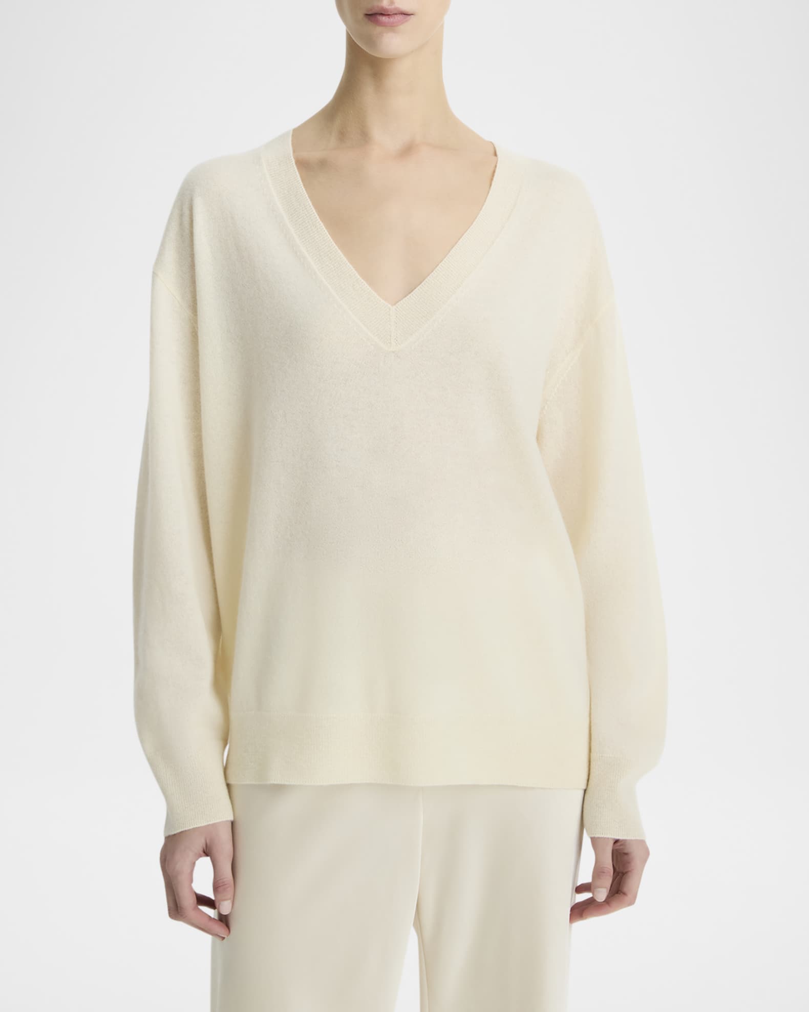 Silk-Cashmere Deep V Sweater 1