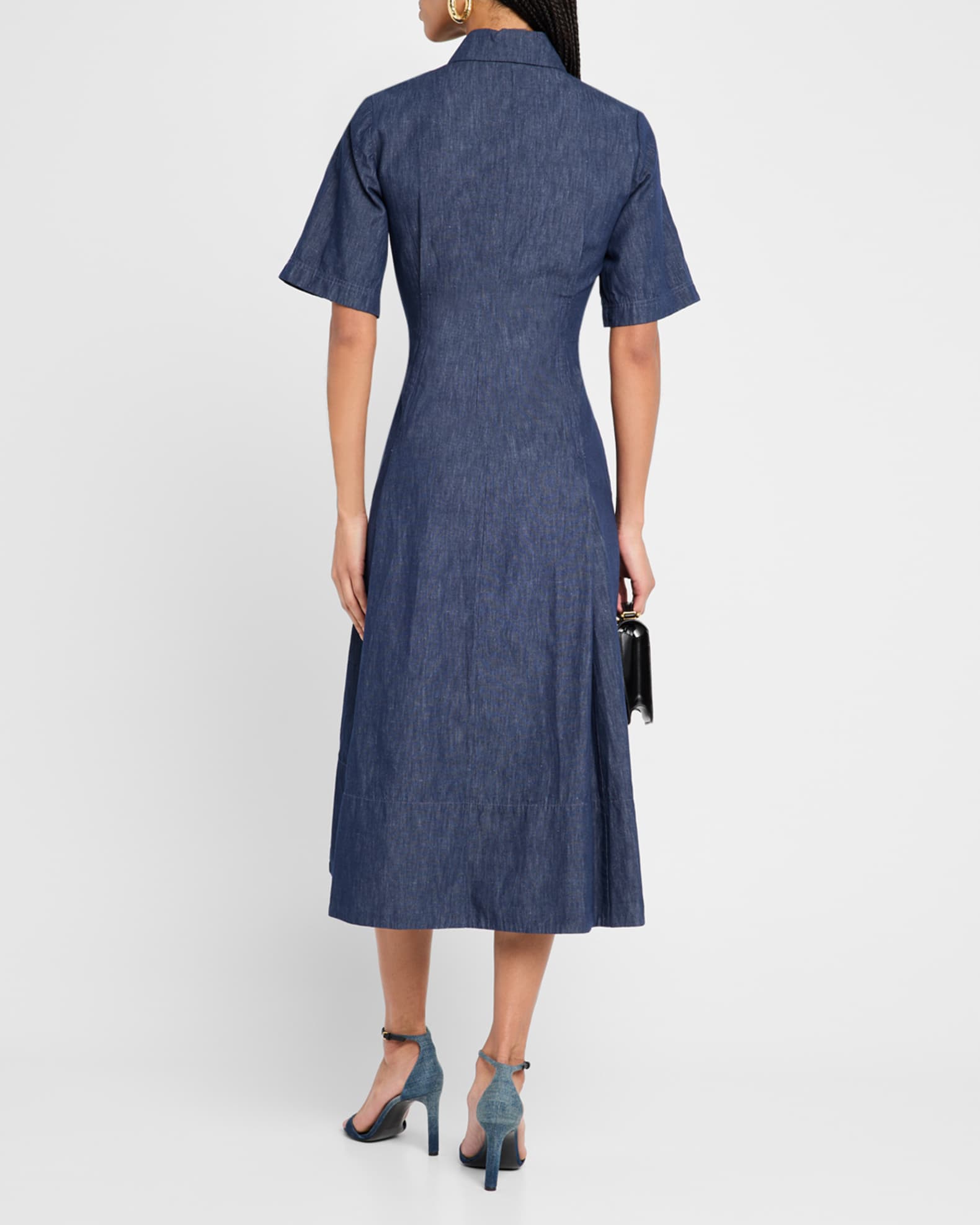 (取寄) ヴィンス レディース デニム ショート スリーブ シャツ ドレス Vince women Denim Short Sleeve Shirt Dress Deep Indigo Vince Short-Sleeve Denim Shirtdress | Neiman Marcus