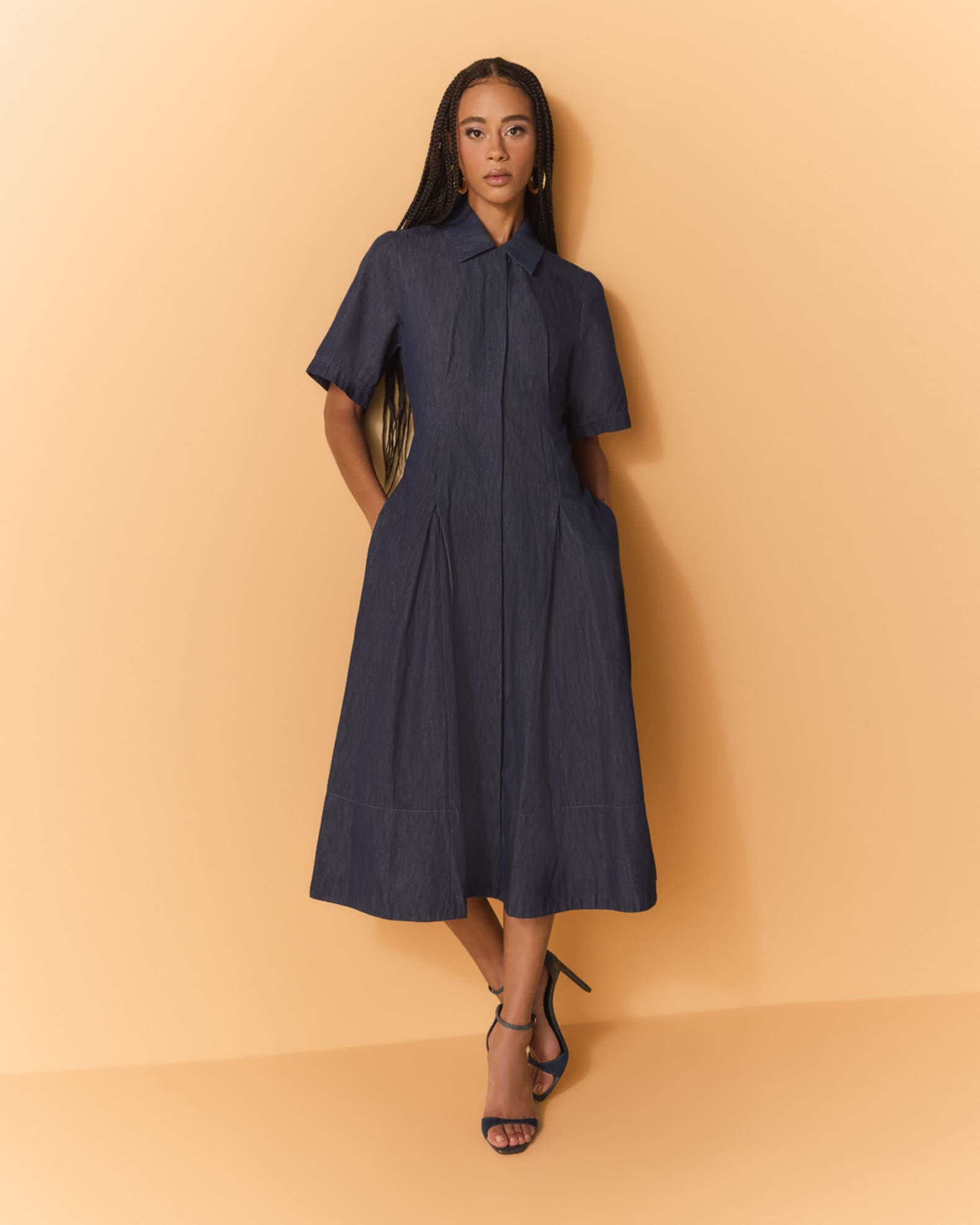 Vince Short-Sleeve Denim Shirtdress | Neiman Marcus