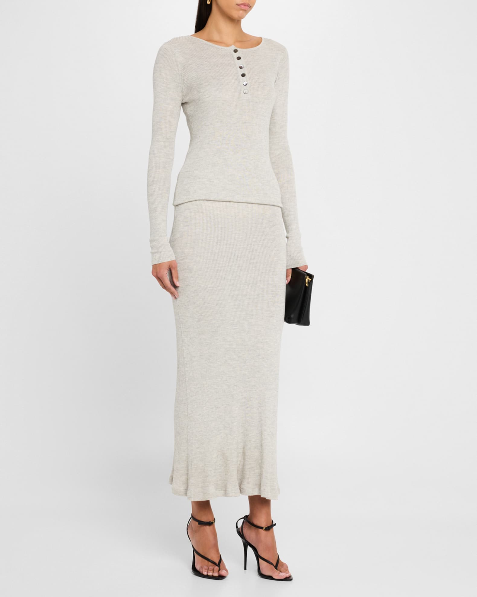 Tilda Cashmere Jersey Henley Midi Dress 1