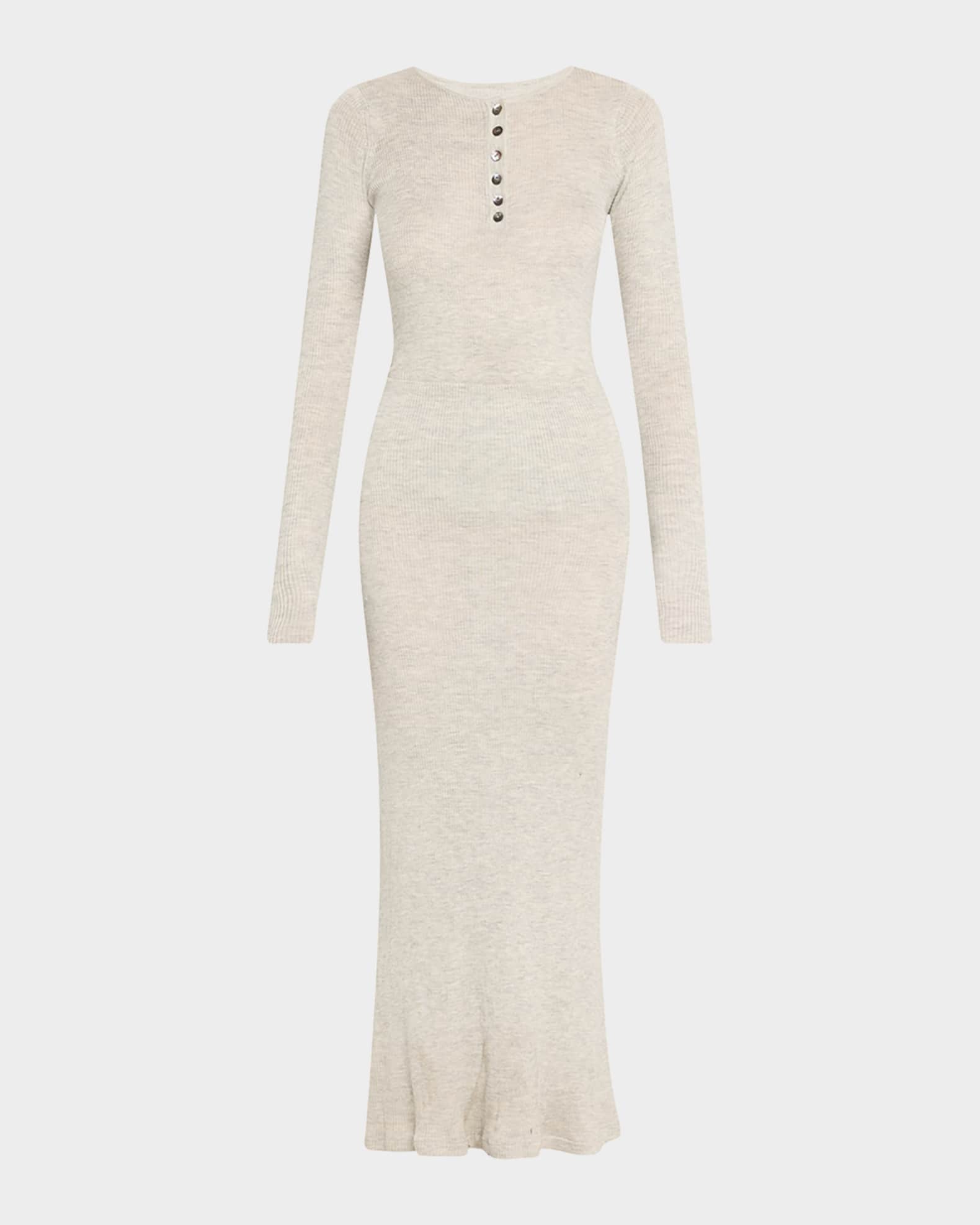 Tilda Cashmere Jersey Henley Midi Dress 0