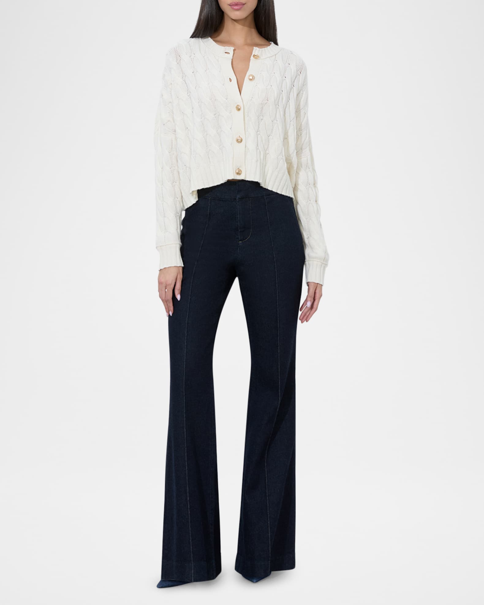 Cecilie Cropped Cable-Knit Cardigan 1