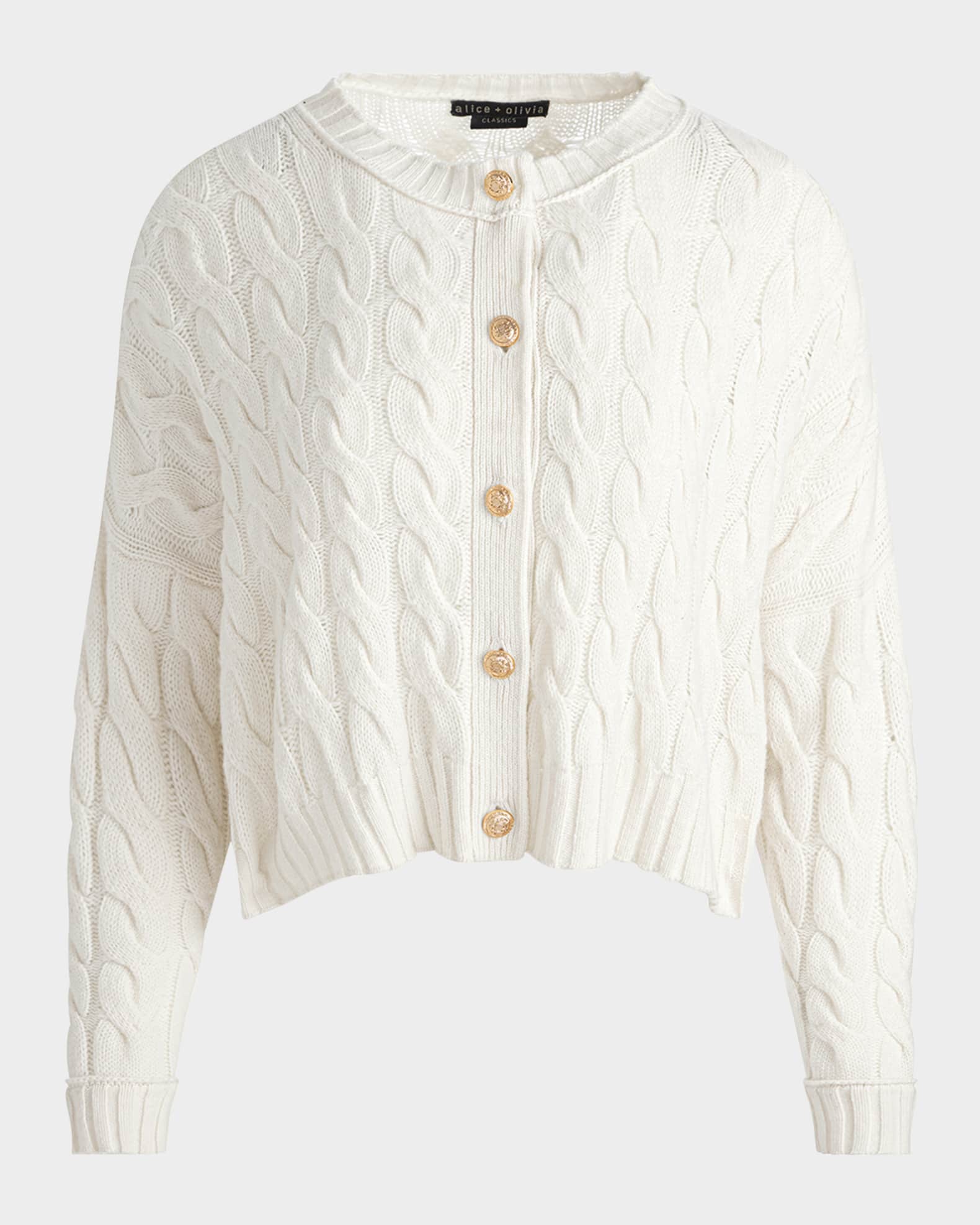 Cecilie Cropped Cable-Knit Cardigan 0