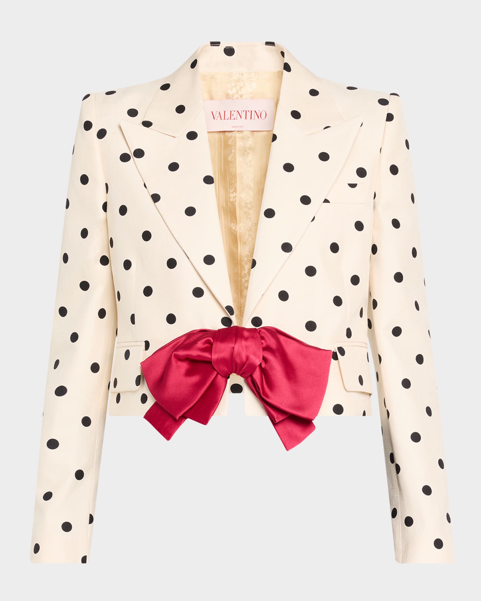 Polka-Dot Crop Blazer With Bow 0