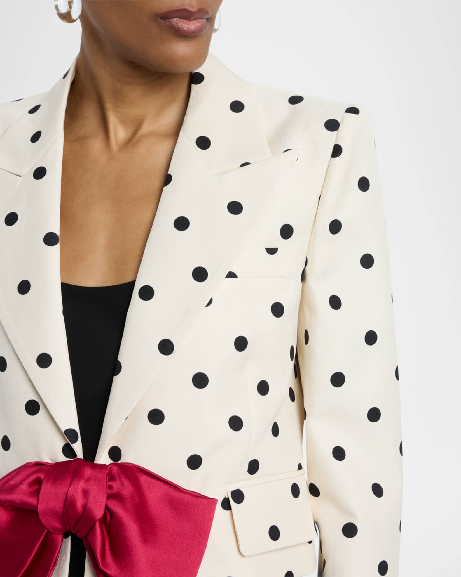 Valentino Garavani Polka-Dot Crop Blazer With Bow | Neiman
