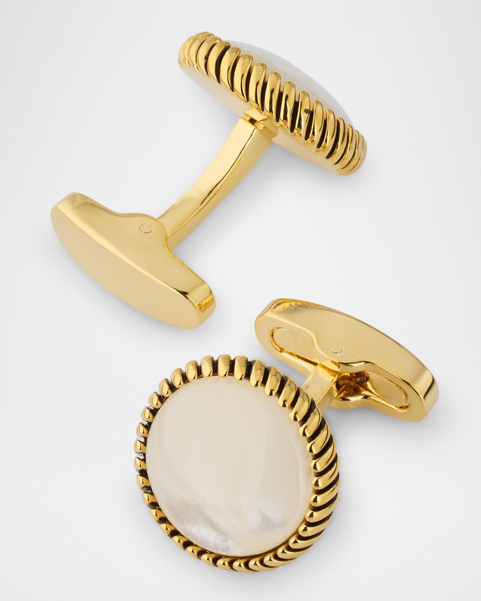 Link Up Men's Mother Of Pearl Rope-Border Cufflinks | Neiman Marcus