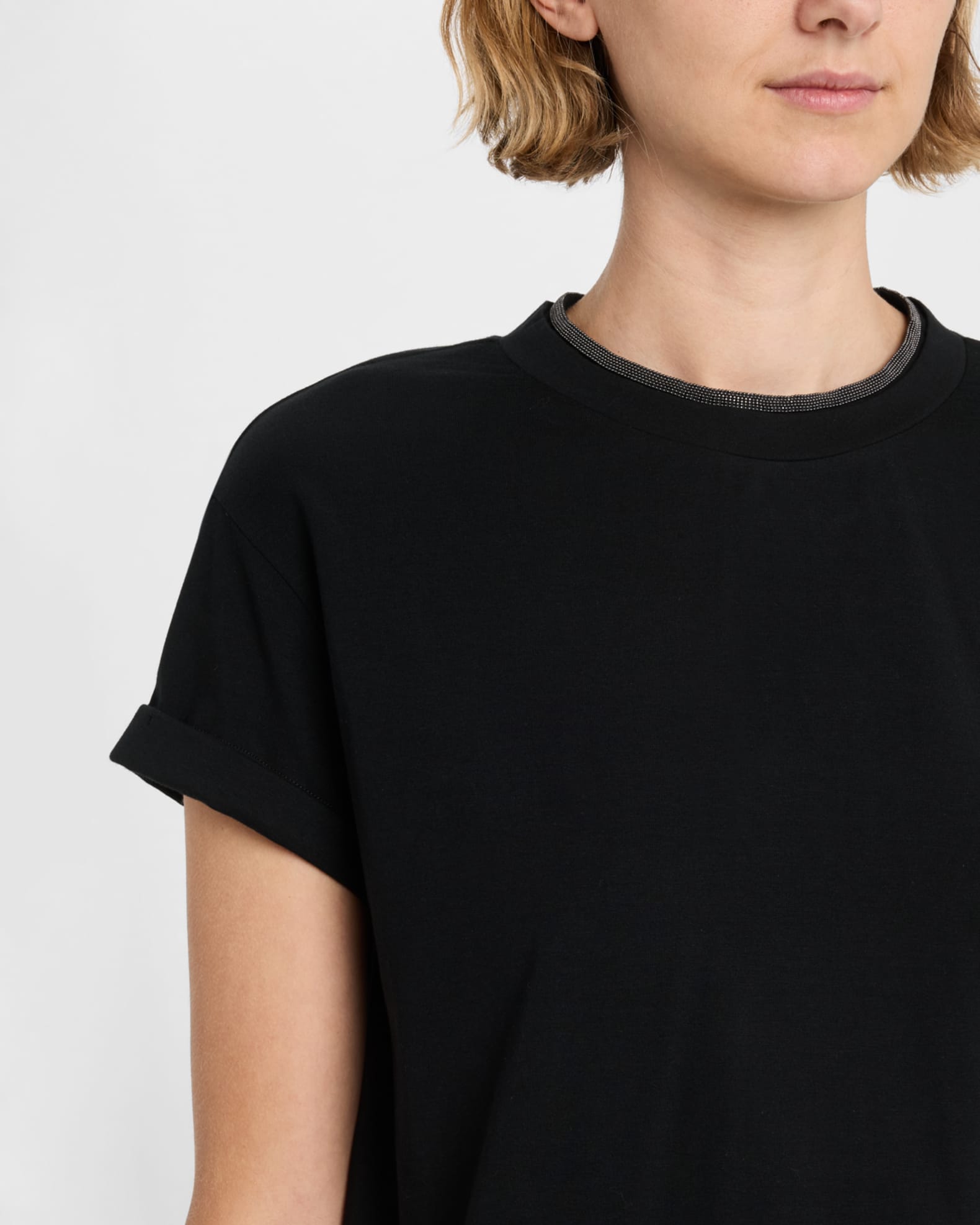 Tシャツ・カットソー BRUNELLO CUCINELLI MONILI COLLAR ROUND NECK TEE SHIRT Brunello Cucinelli Round neck t-shirt shirt with monili