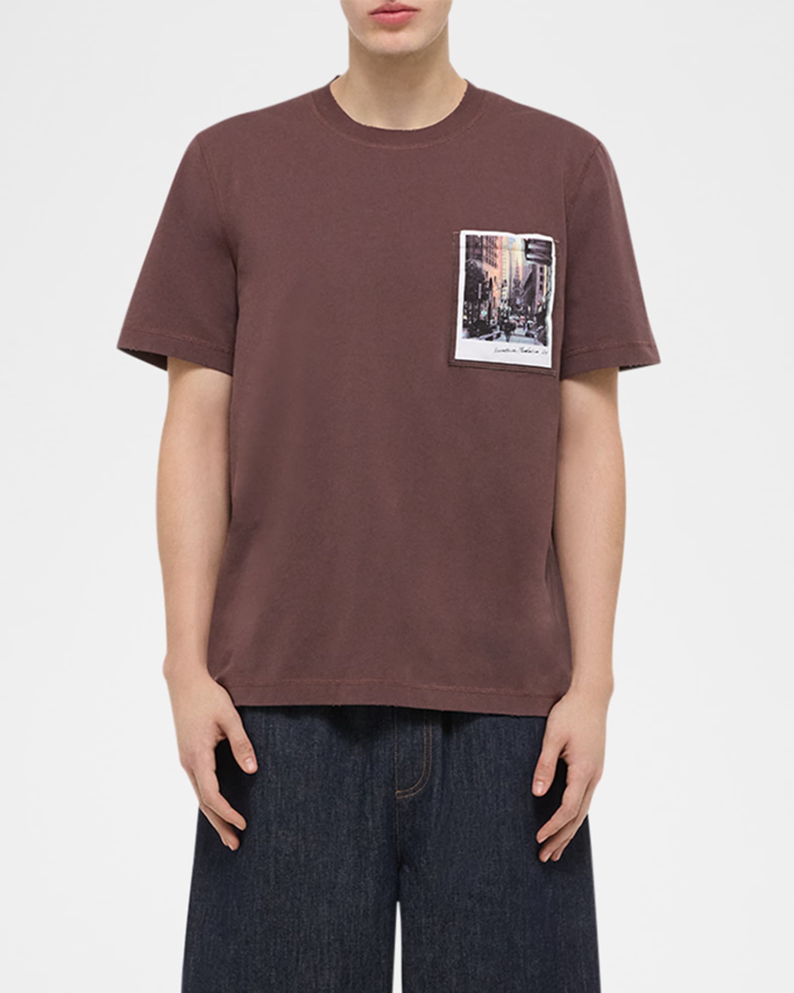 【関税込み】Helmut Lang ブラウン Downtown Postcard Tシャツ Helmut Lang Men's Manhattan Postcard T-Shirt | Neiman Marcus