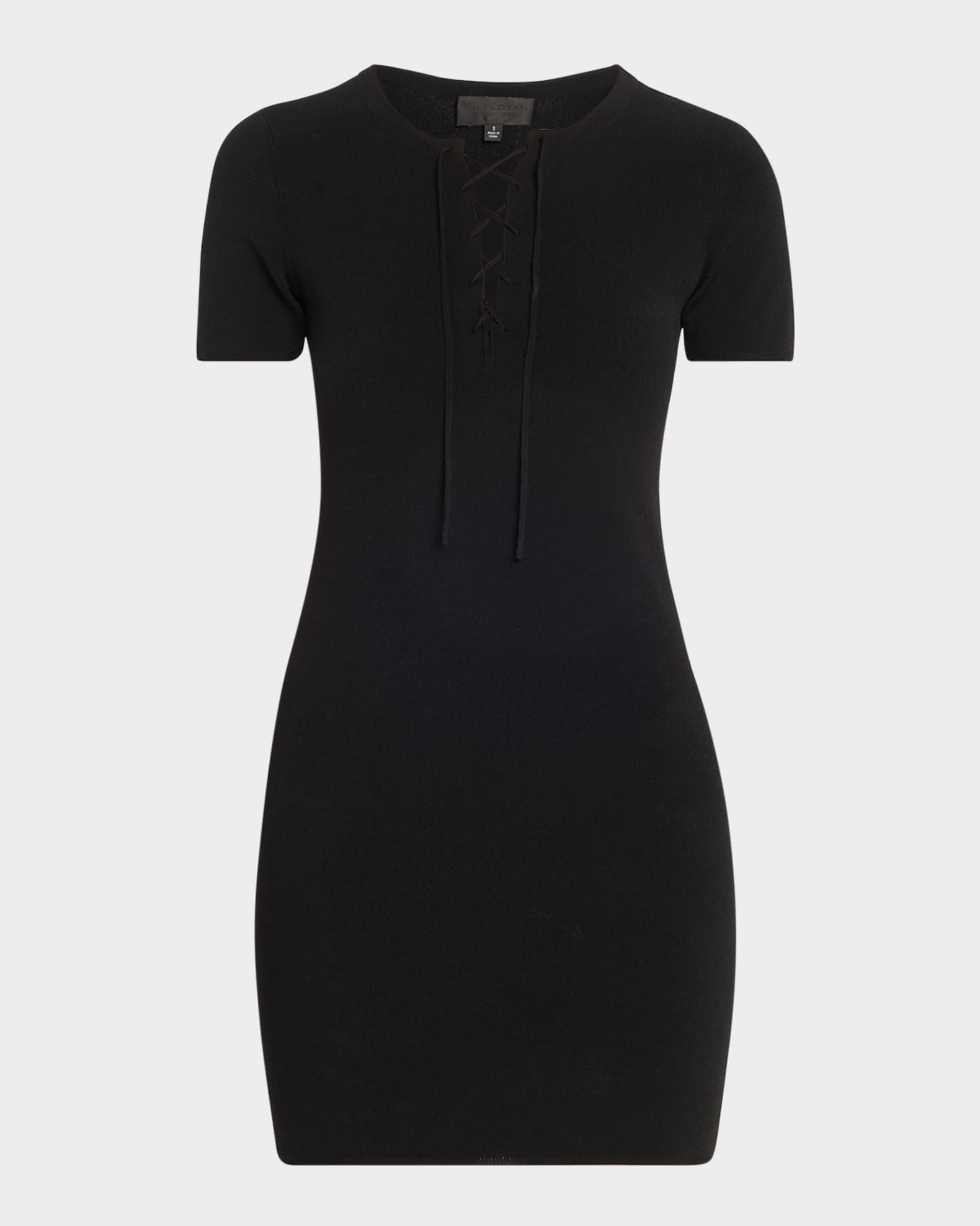 Palma Laced Short-Sleeve Mini Sweater Dress 0