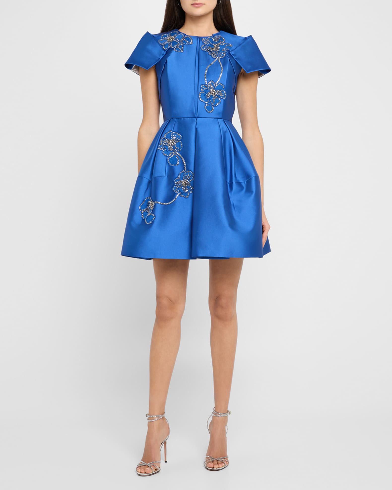 Floral Embroidered Pleated Mini Dress 1