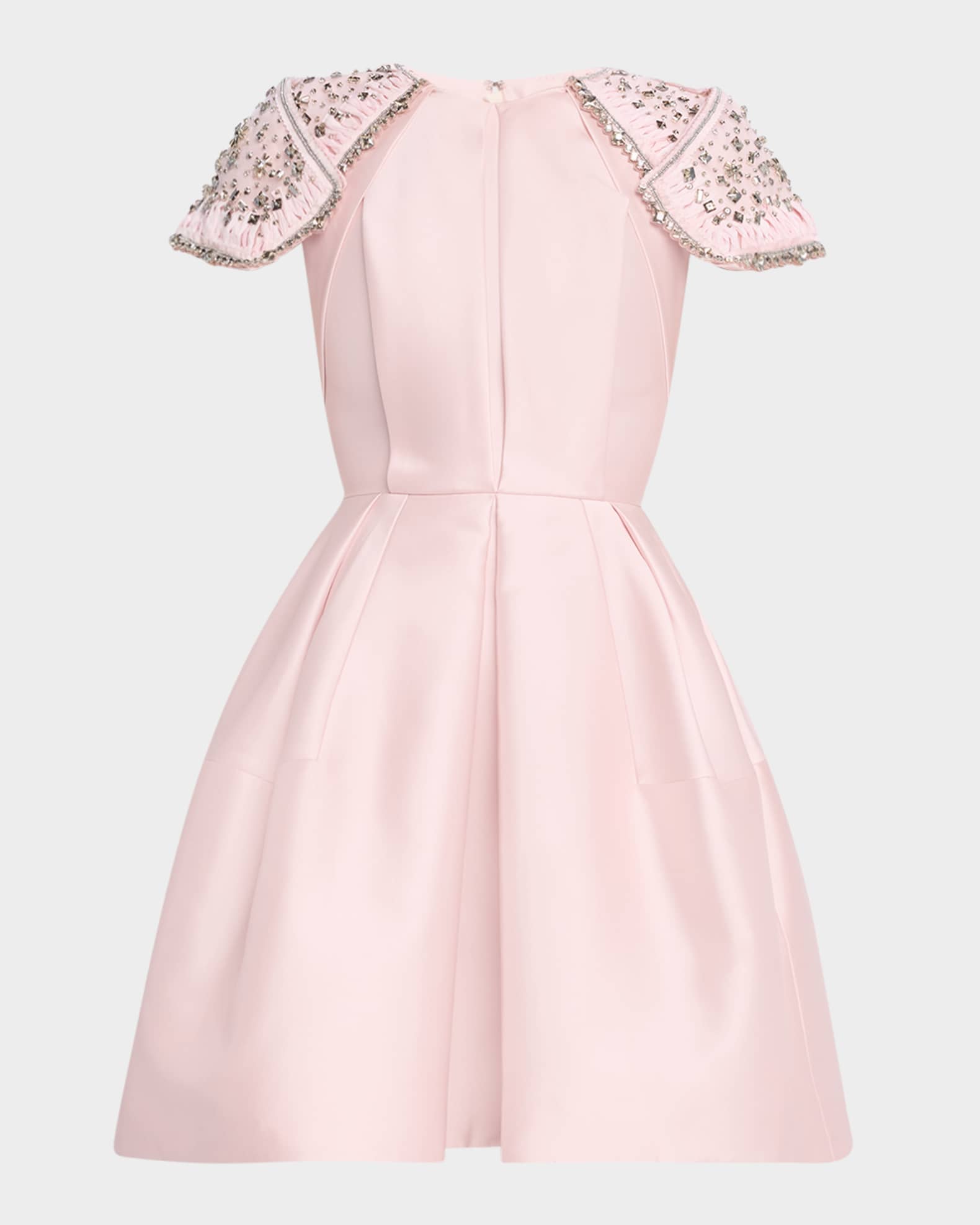 Embroidered-Shoulder Fit-&-Flare Dress 0