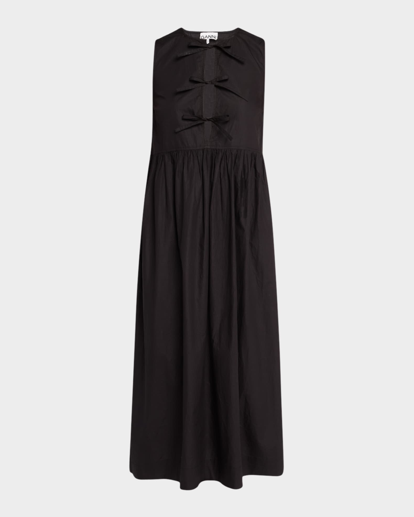 Tie-Front Cotton Poplin Midi Dress 0